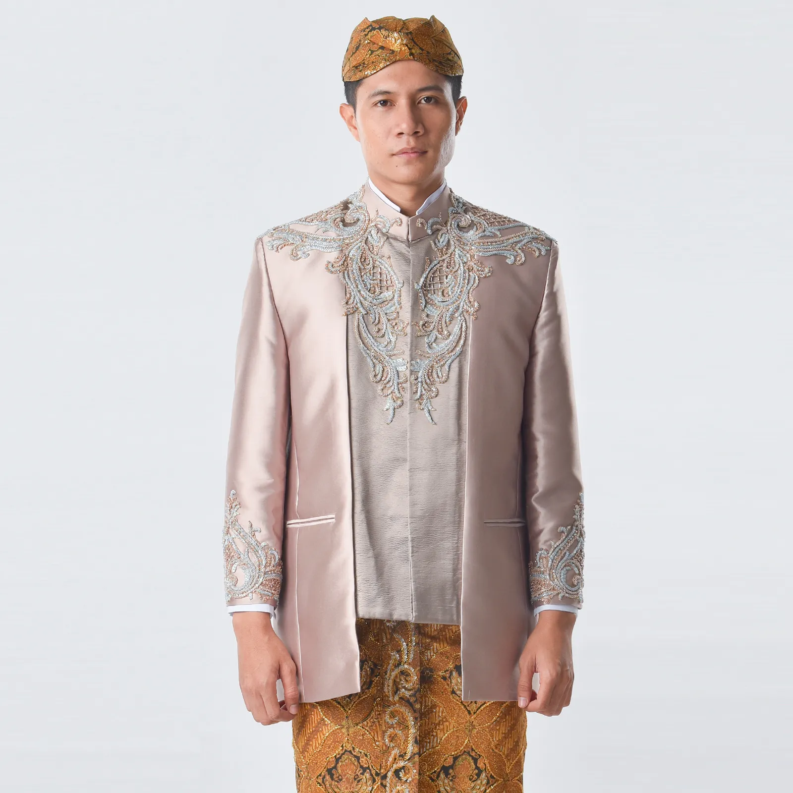 (BS-052) Beskap Pengantin Coklat Siver Indah