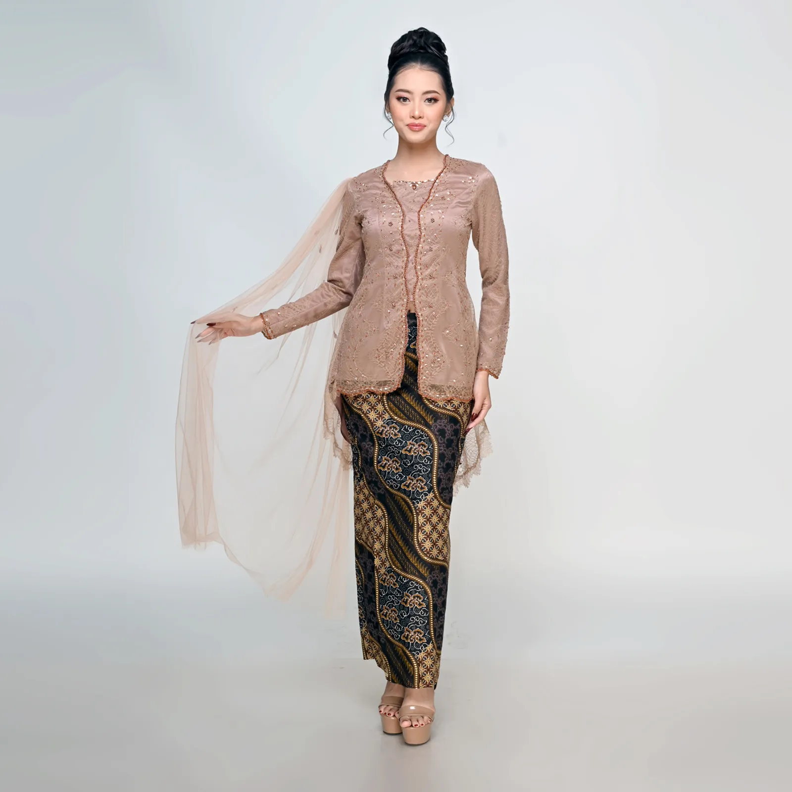 (BT-060) Kebaya Bridesmaid/Engagement/Graduation Brukat Coklat Milo