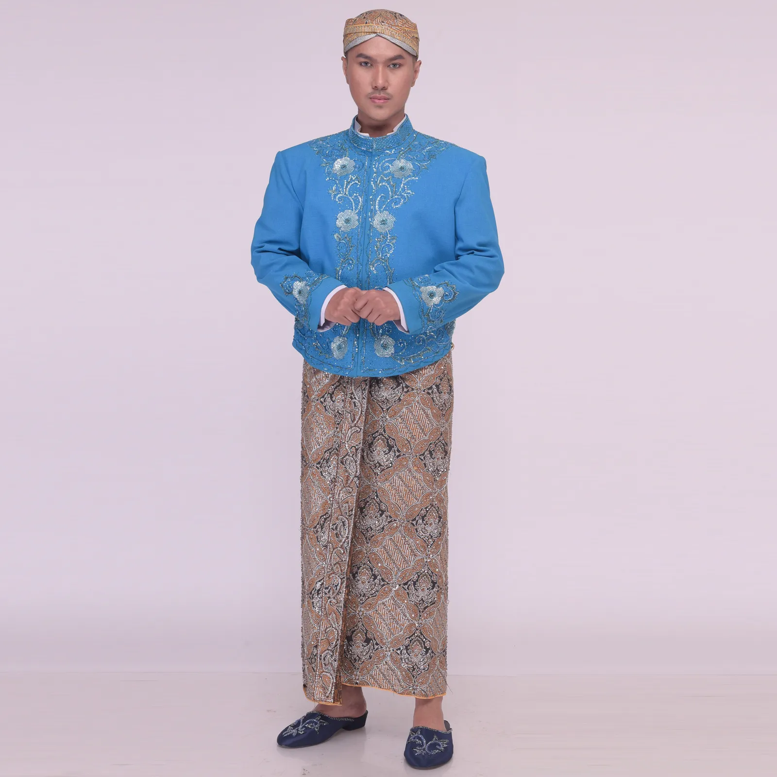 (BJ-153) Beskap Pengantin Biru Damar