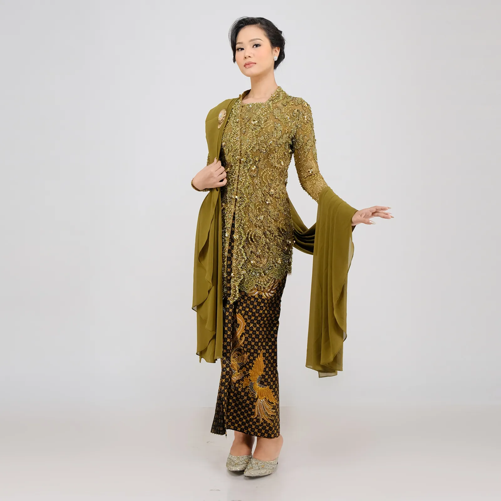 (KI-001) Kebaya Brukat Hijau Terang