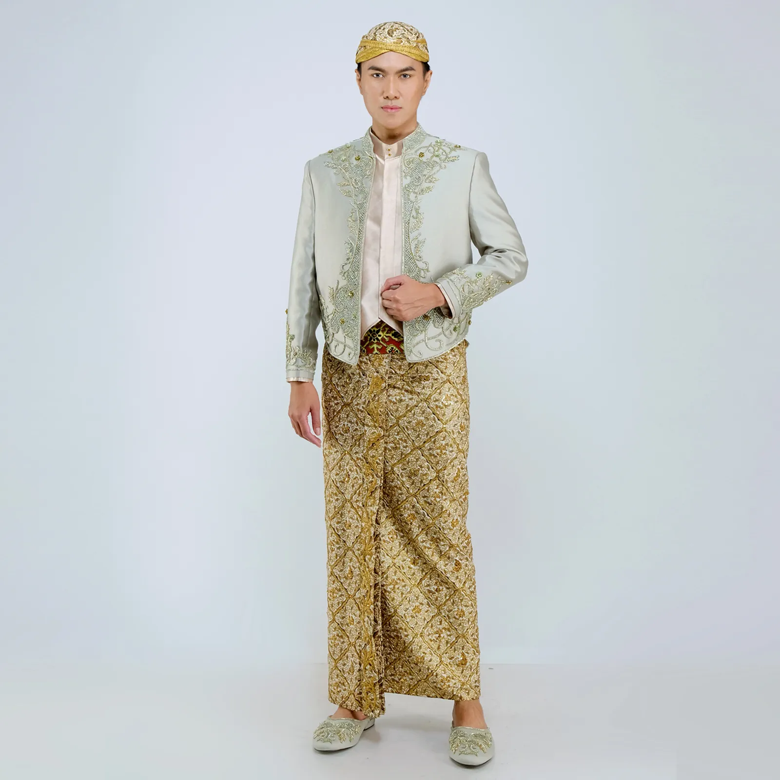 (BJ-192) Beskap Pengantin Hijau Olive Huria