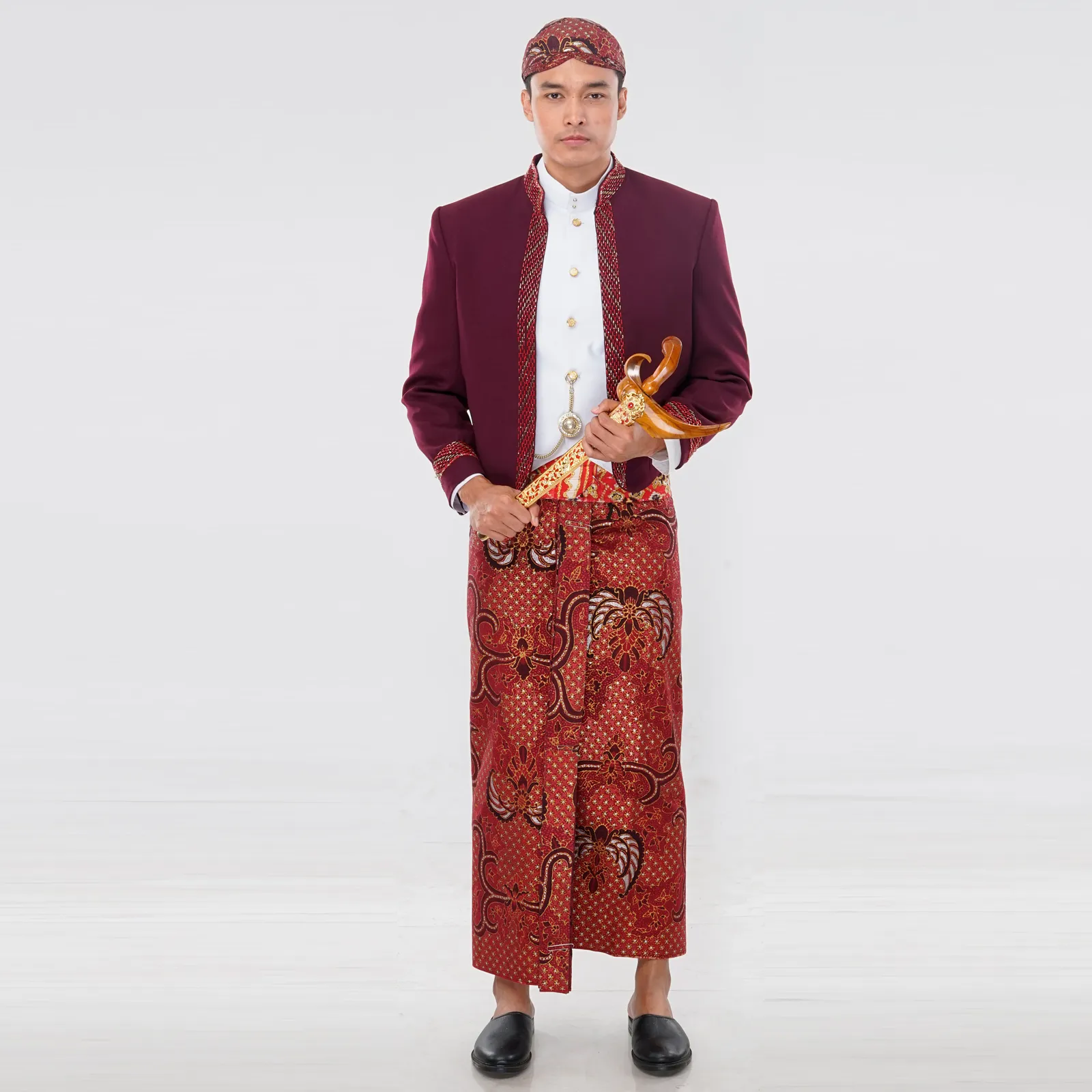 (OTJ-035) Beskap Merah Marun Payet Lurus (Sikepan)