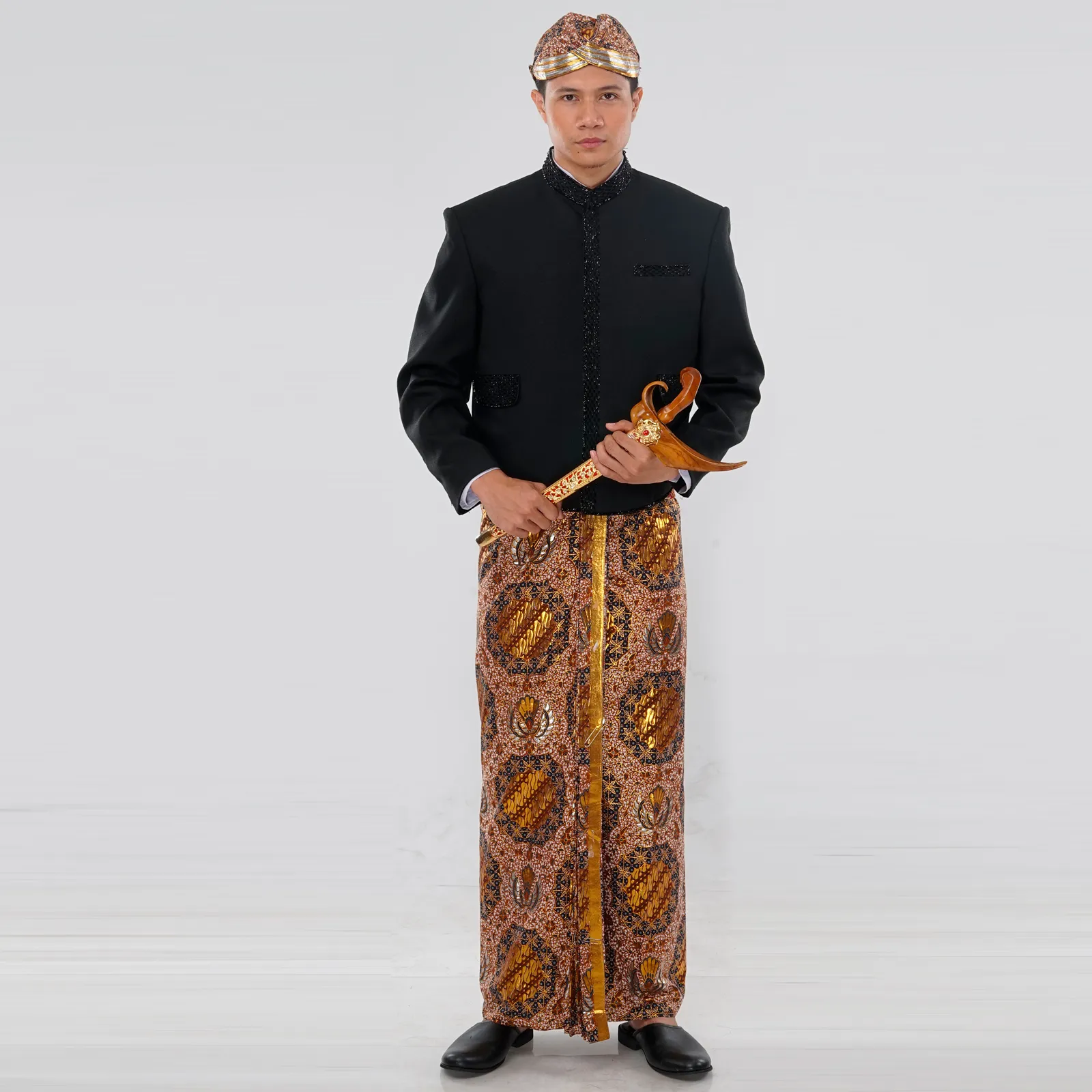 (OTJ-029) Beskap Hitam Payet Hitam Atela (Non Gliter)