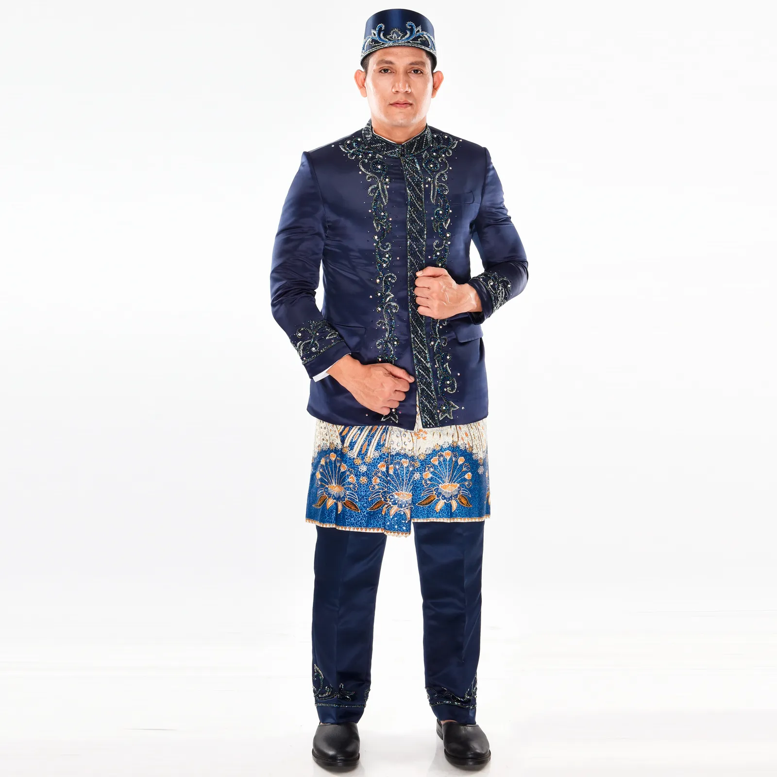 (BS-016) Beskap Pengantin Biru Navy Yuanita