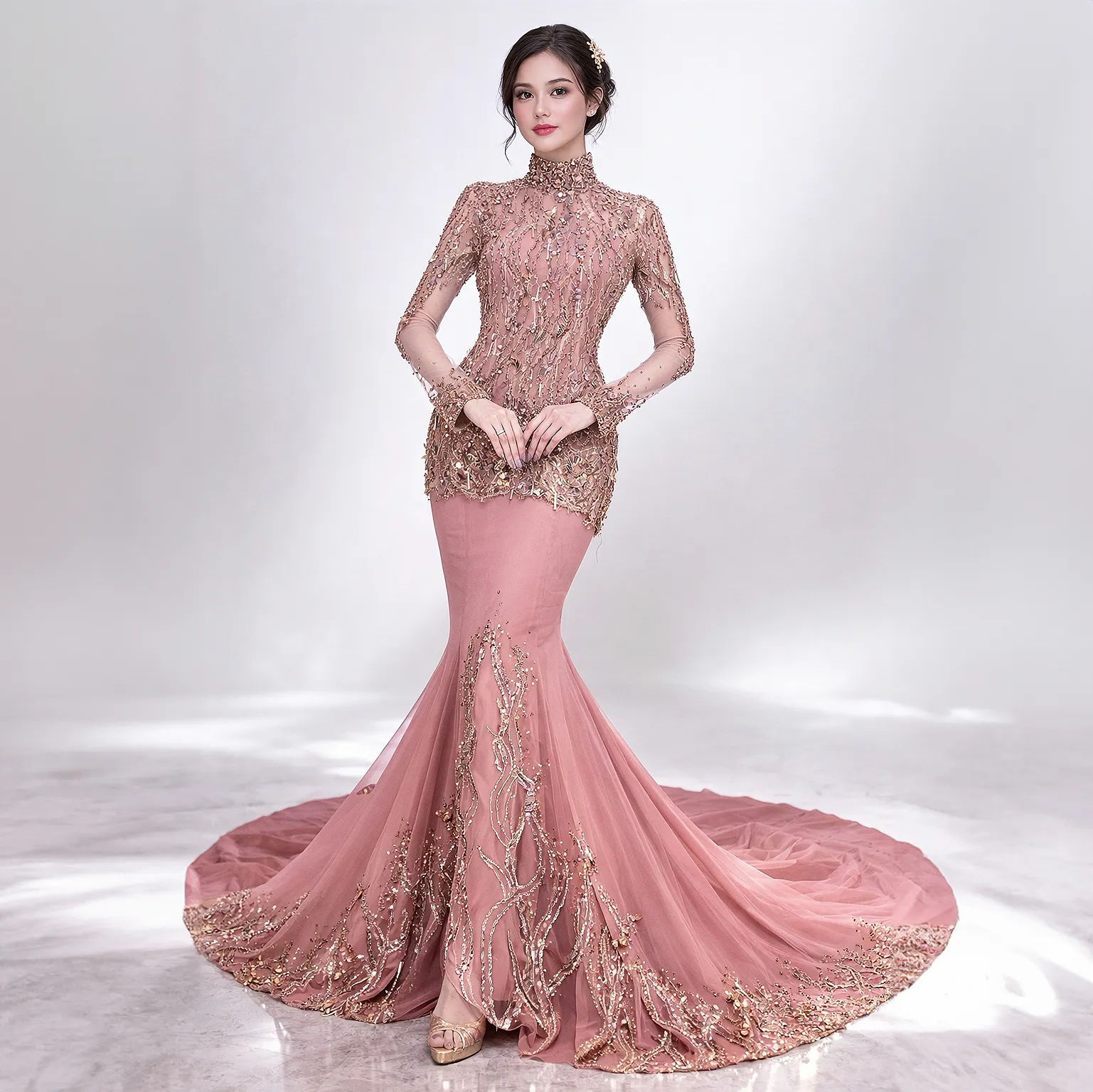 (KE-098) Kebaya Pengantin Coklat tembaga Paris