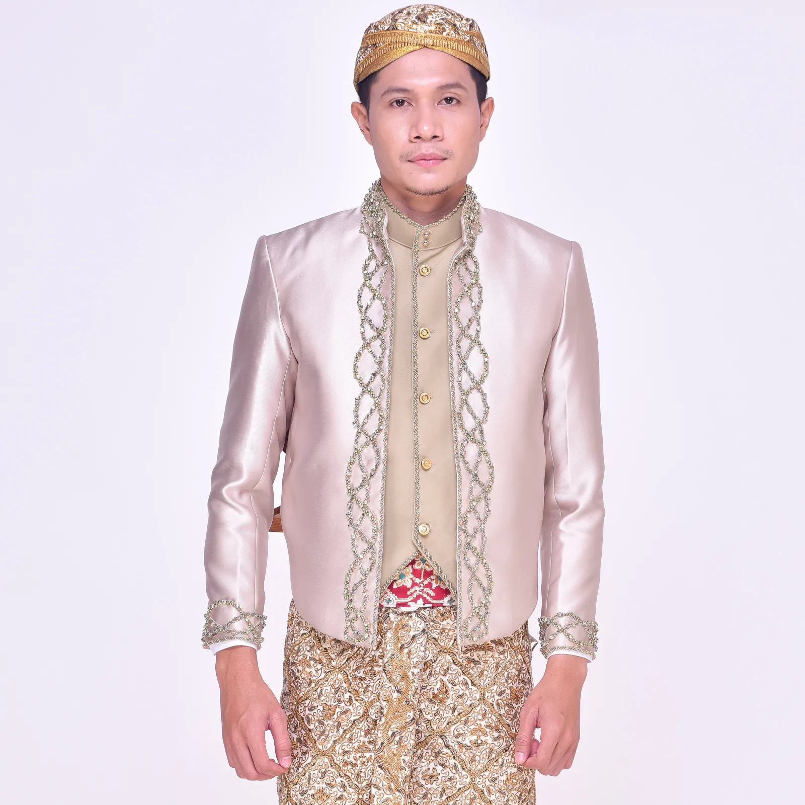 (BJ-135) Beskap Pengantin Hijau Olive Dellarosa