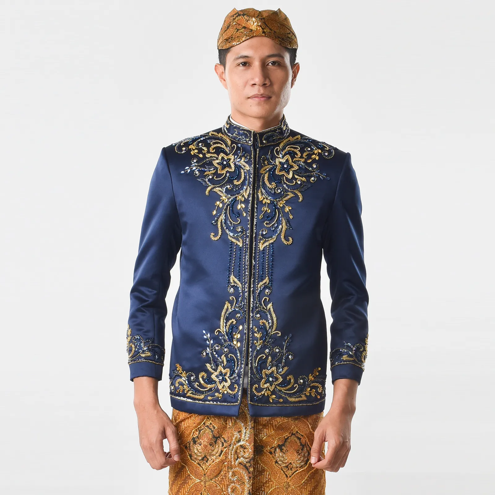 (BS-014) Beskap Pengantin Biru Navy Avia