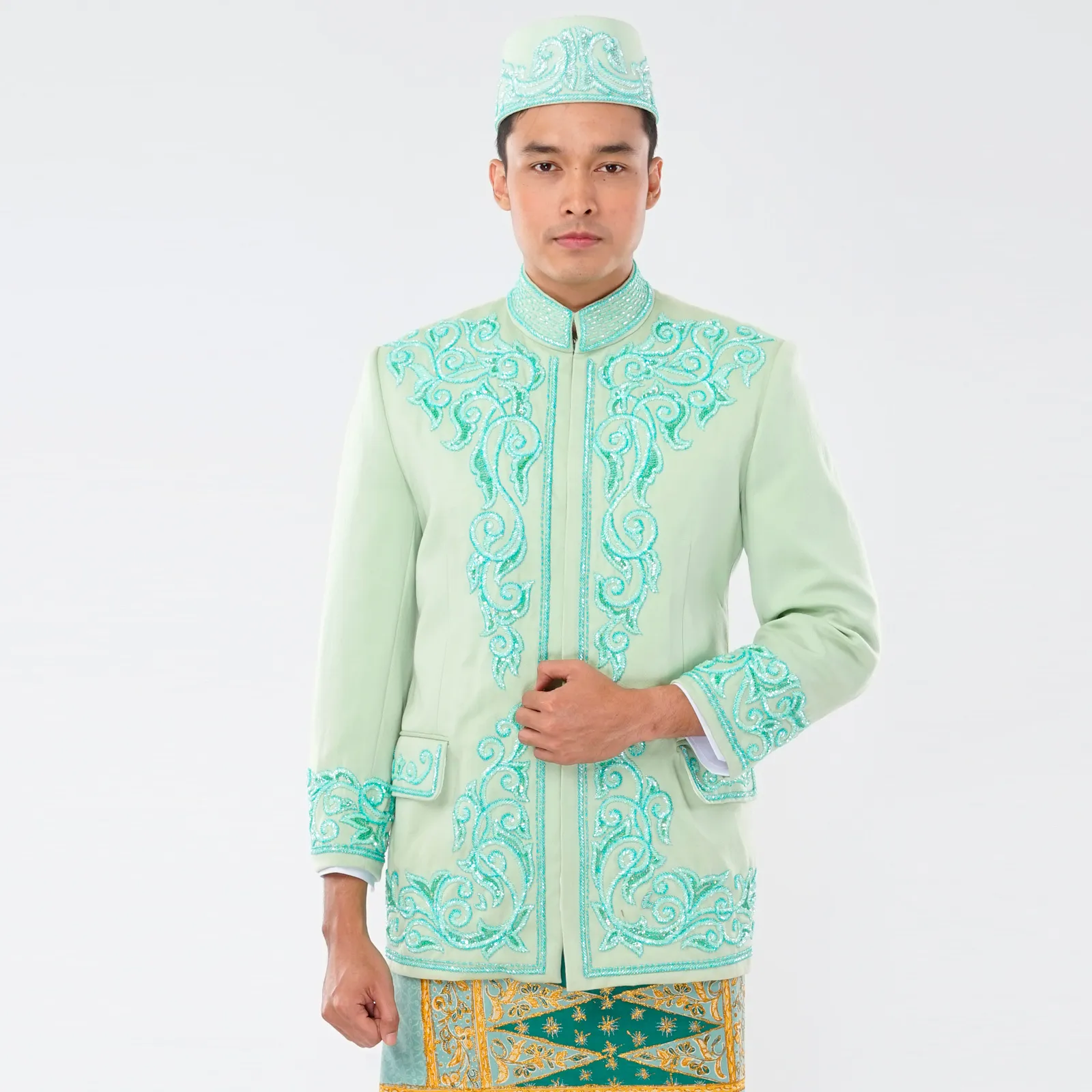 (BS-063) Beskap Pengantin Hijau Mint Raga