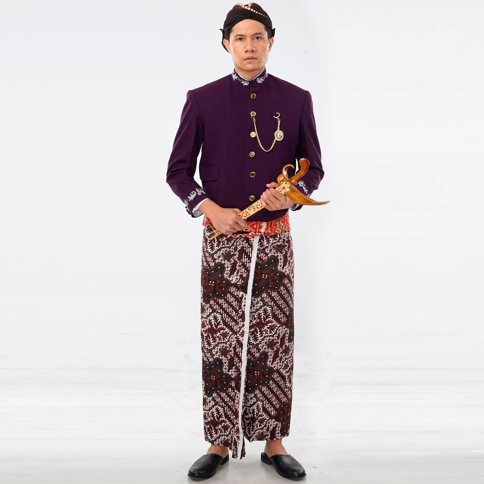 (ATJ-031) Beskap Ungu Terong Bordir Atela