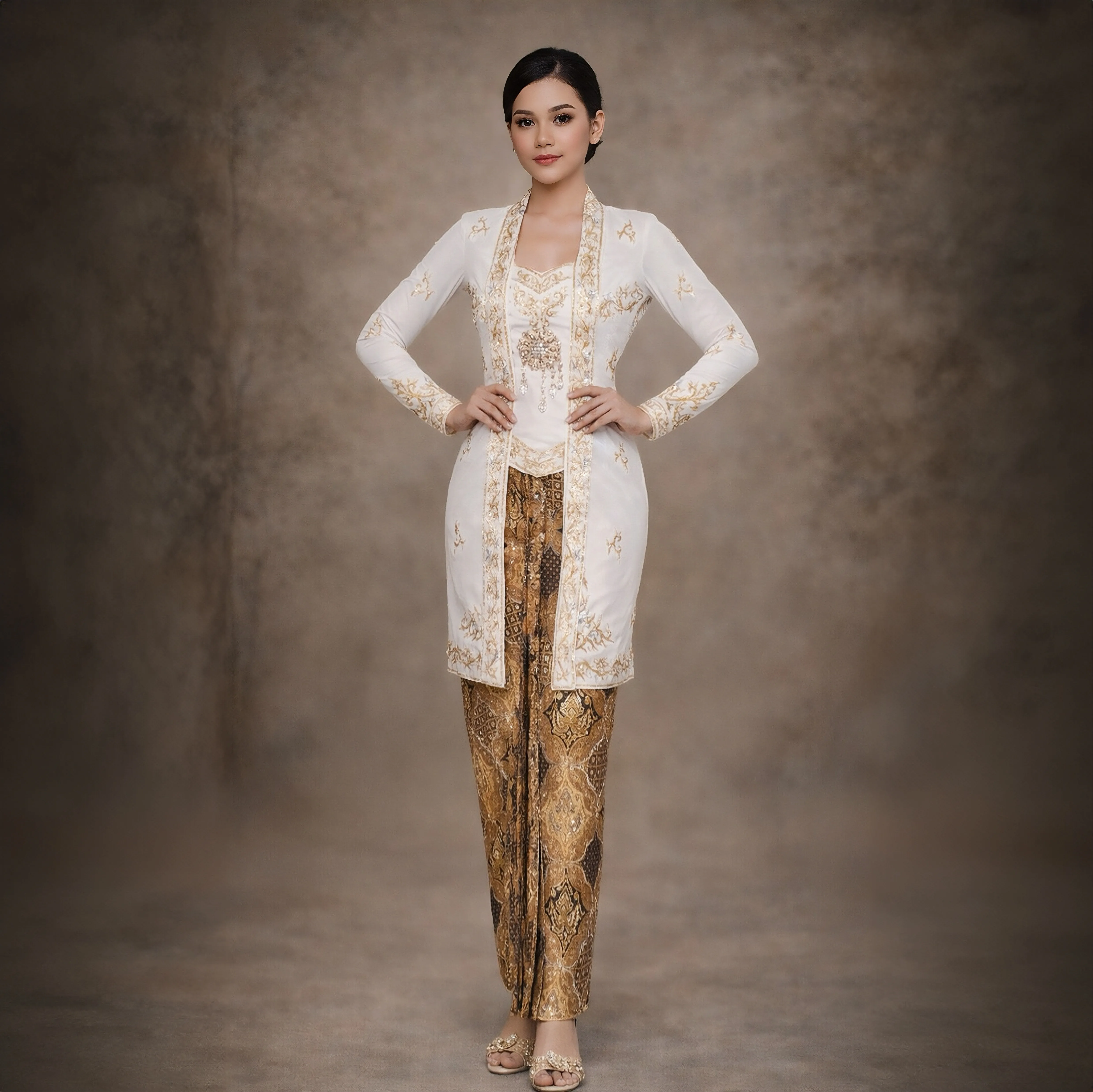 (KR-037) Kebaya Pengantin Bludru Putih