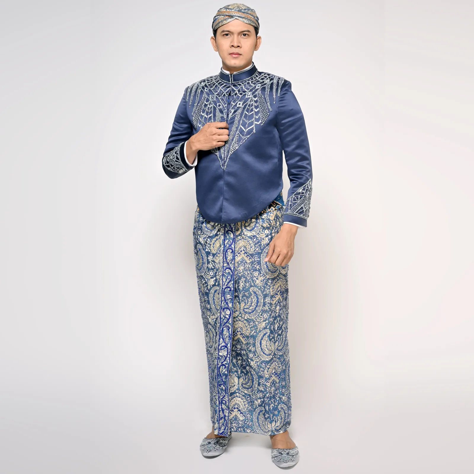 (BJ-173) Beskap Pengantin Biru Navy Febriana II