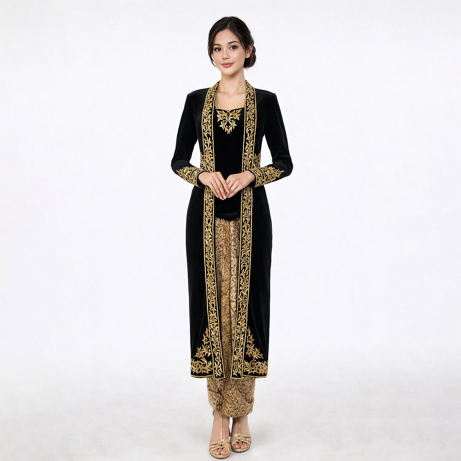 (KE-015) Kebaya Pengantin Bludru Hitam Ambarsari