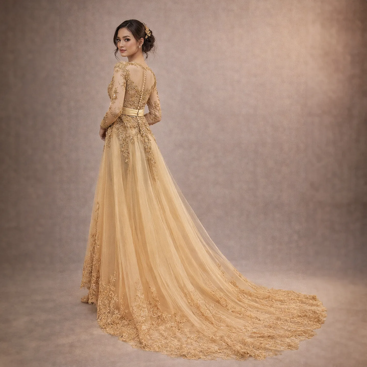 (KE-045) Kebaya Pengantin Emas Vivi