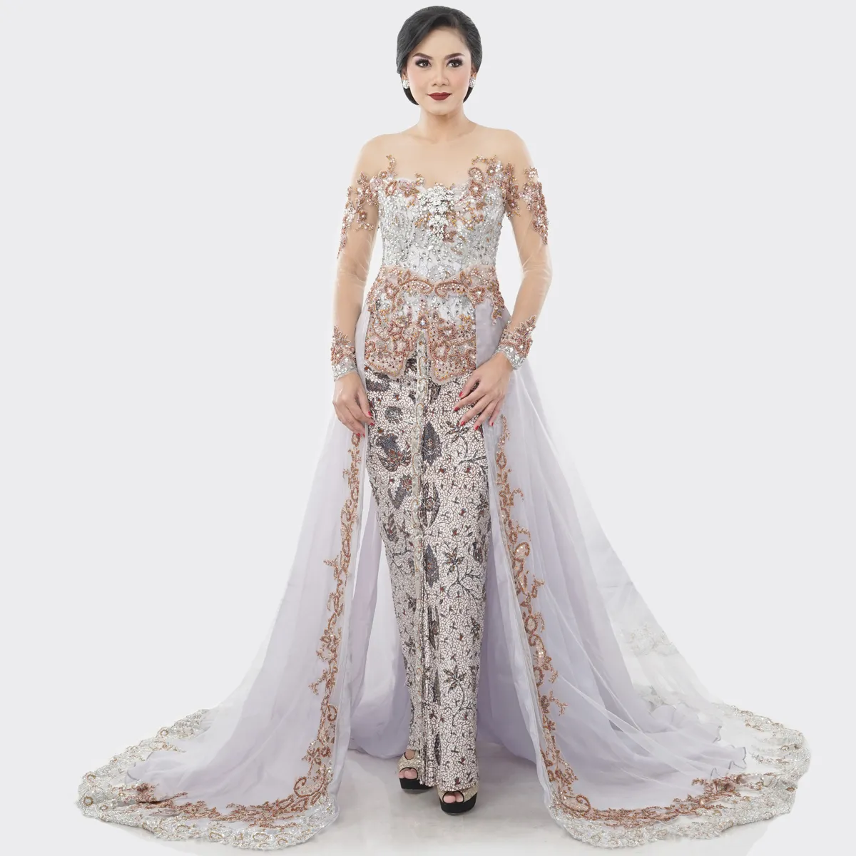 (KE-066) Kebaya Pengantin Silver Tembaga Aldila