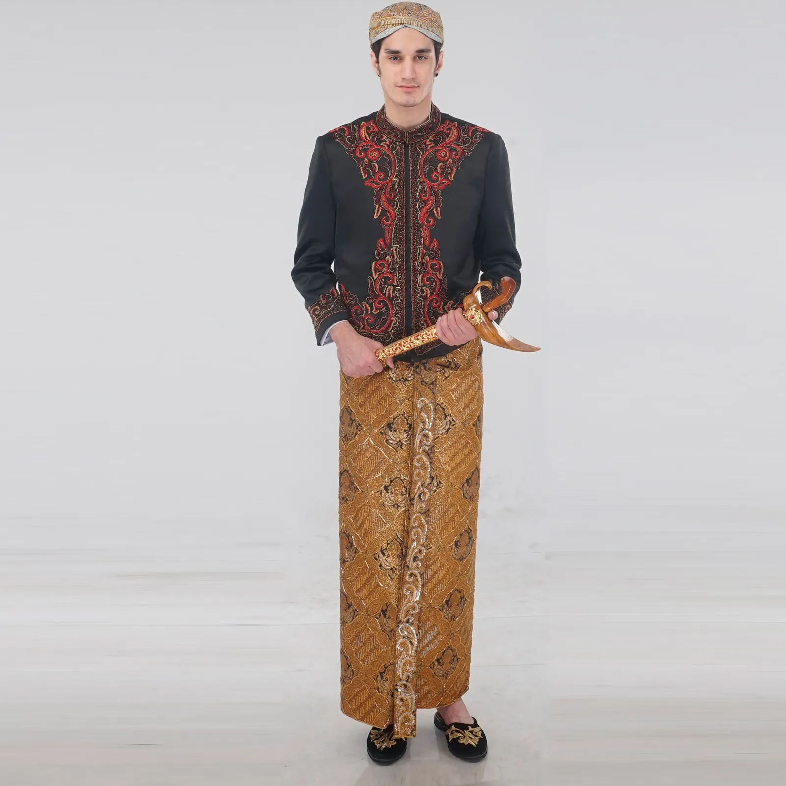 (BJ-078) Beskap Pengantin Hitam Merah Dyah Ayu