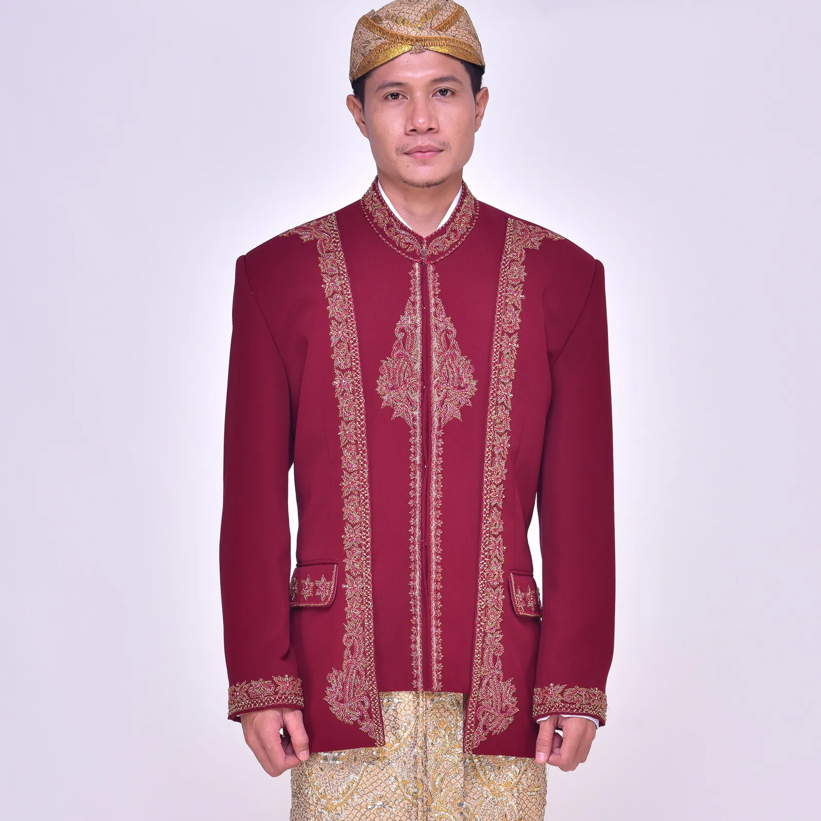 (BS-148) Beskap Pengantin Marun Indah DP