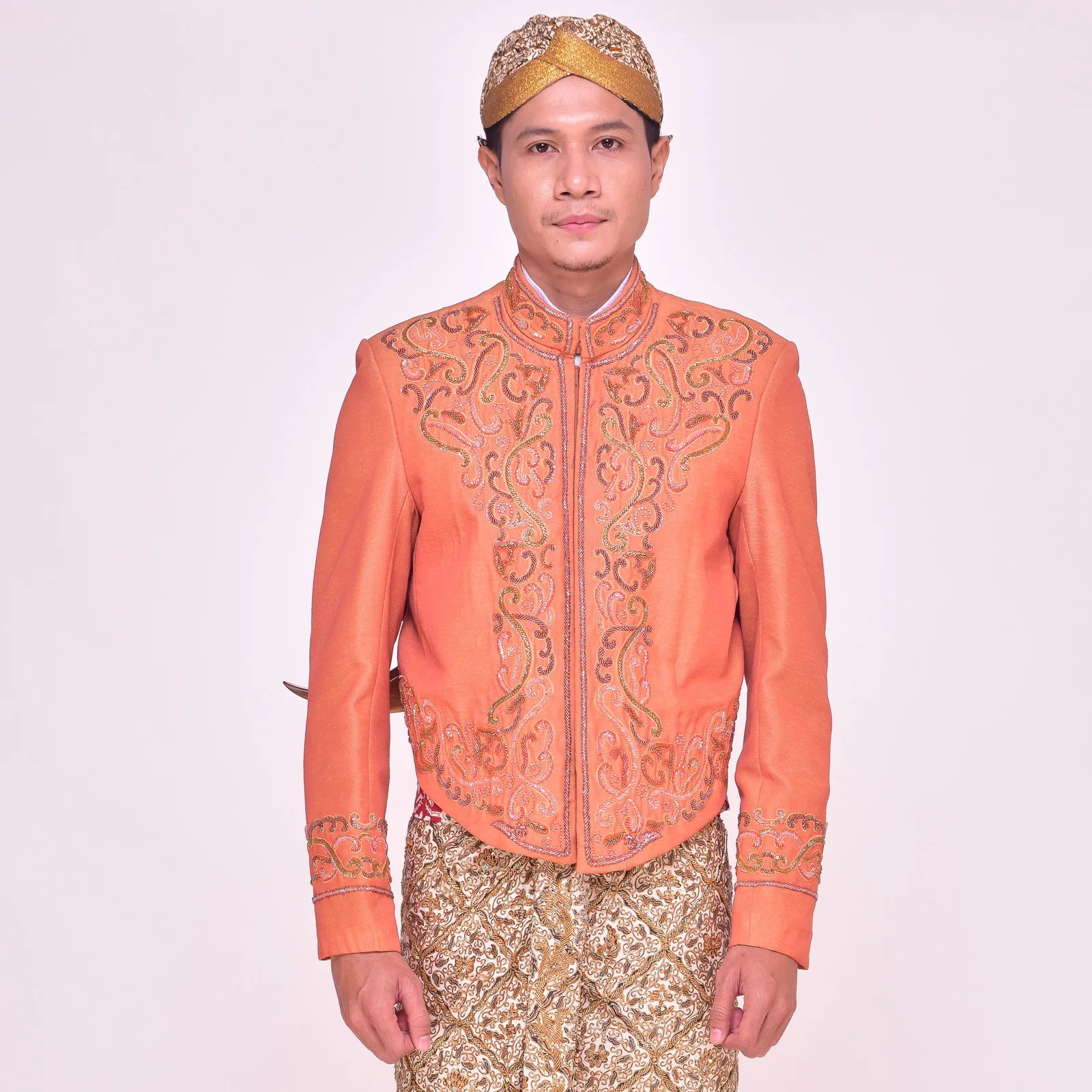 (BJ-144) Beskap Pengantin Orange Raga