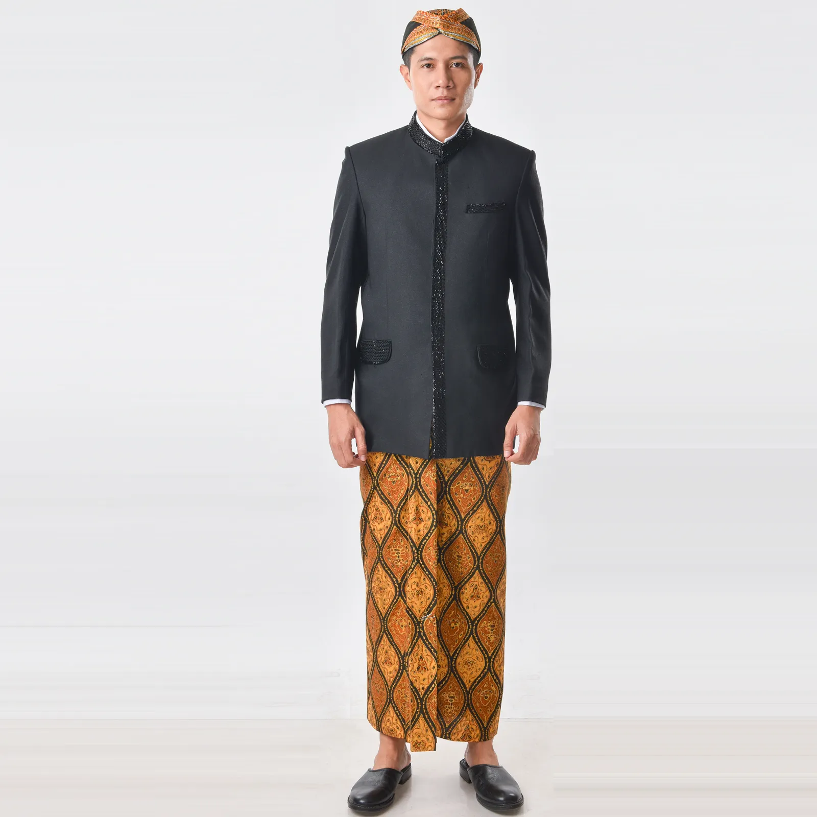 (BOS-026) Beskap Hitam Payet Hitam (Gliter) 