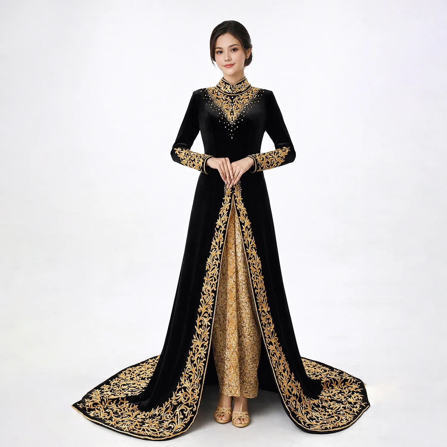 (KE-018) Kebaya Pengantin Bludru Hitam Dietha