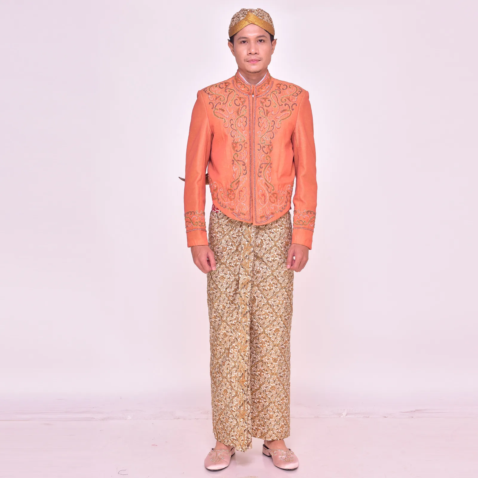 (BJ-144) Beskap Pengantin Orange Raga