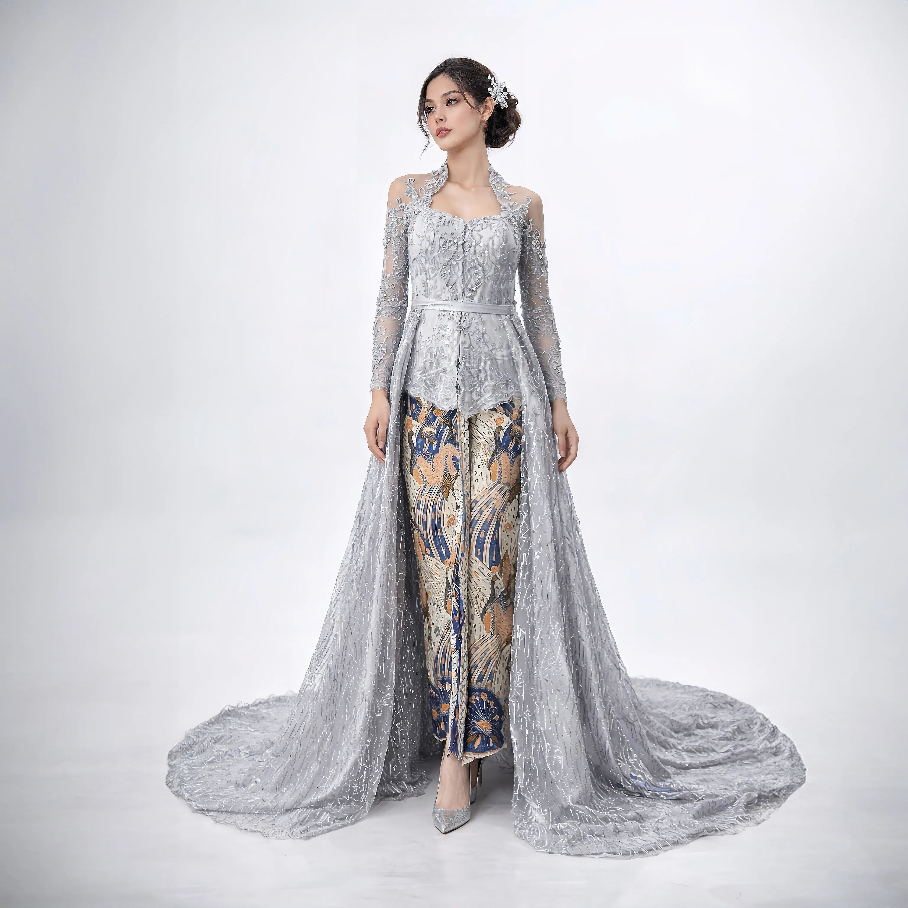 (KE-063) Kebaya Pengantin Silver Indah