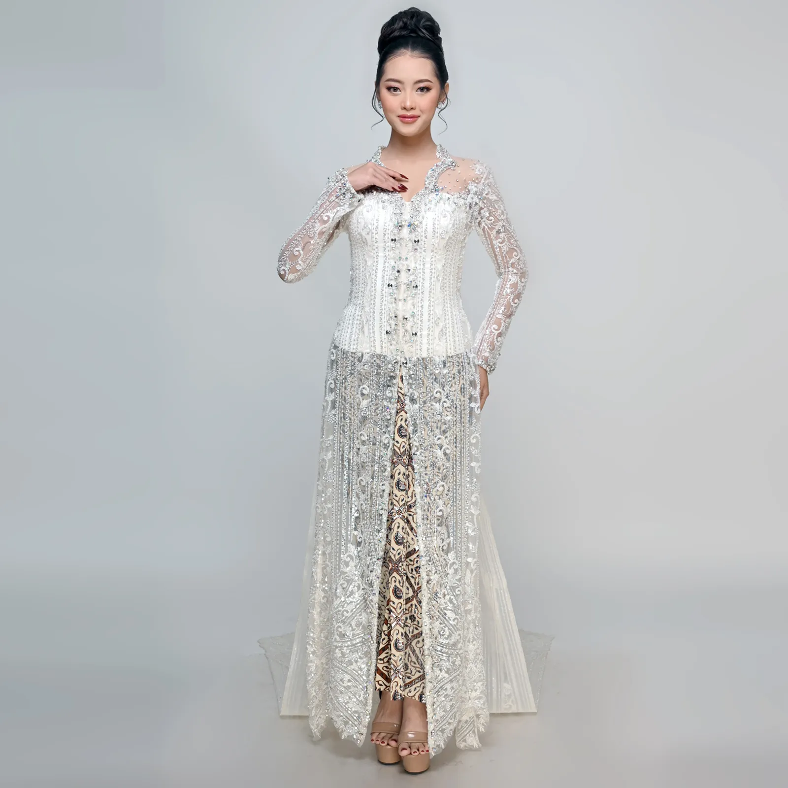 (KE-155) Kebaya Pengantin Putih Silver Indies
