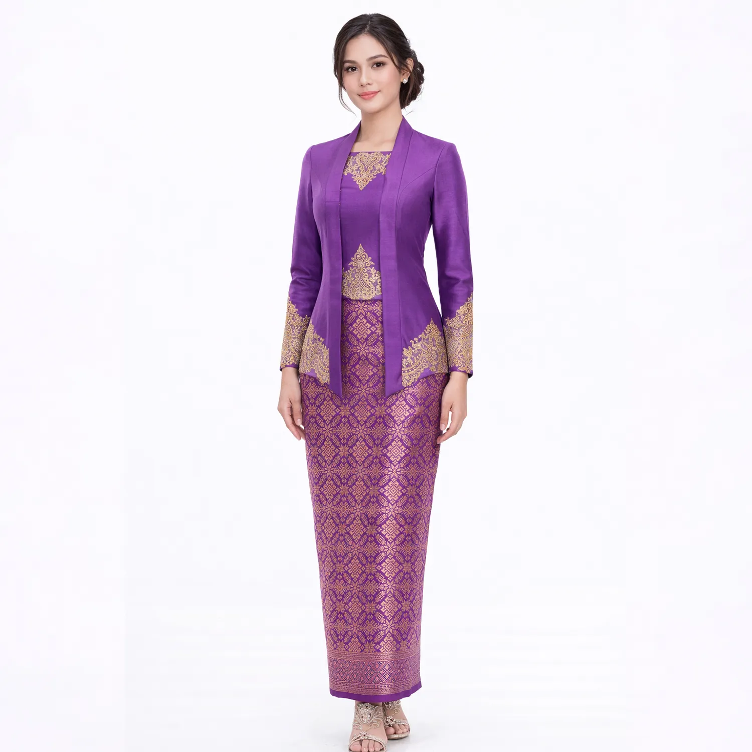 (BT-038) Kebaya Bridesmaid/Engagement/Graduation Ungu Santung Emas