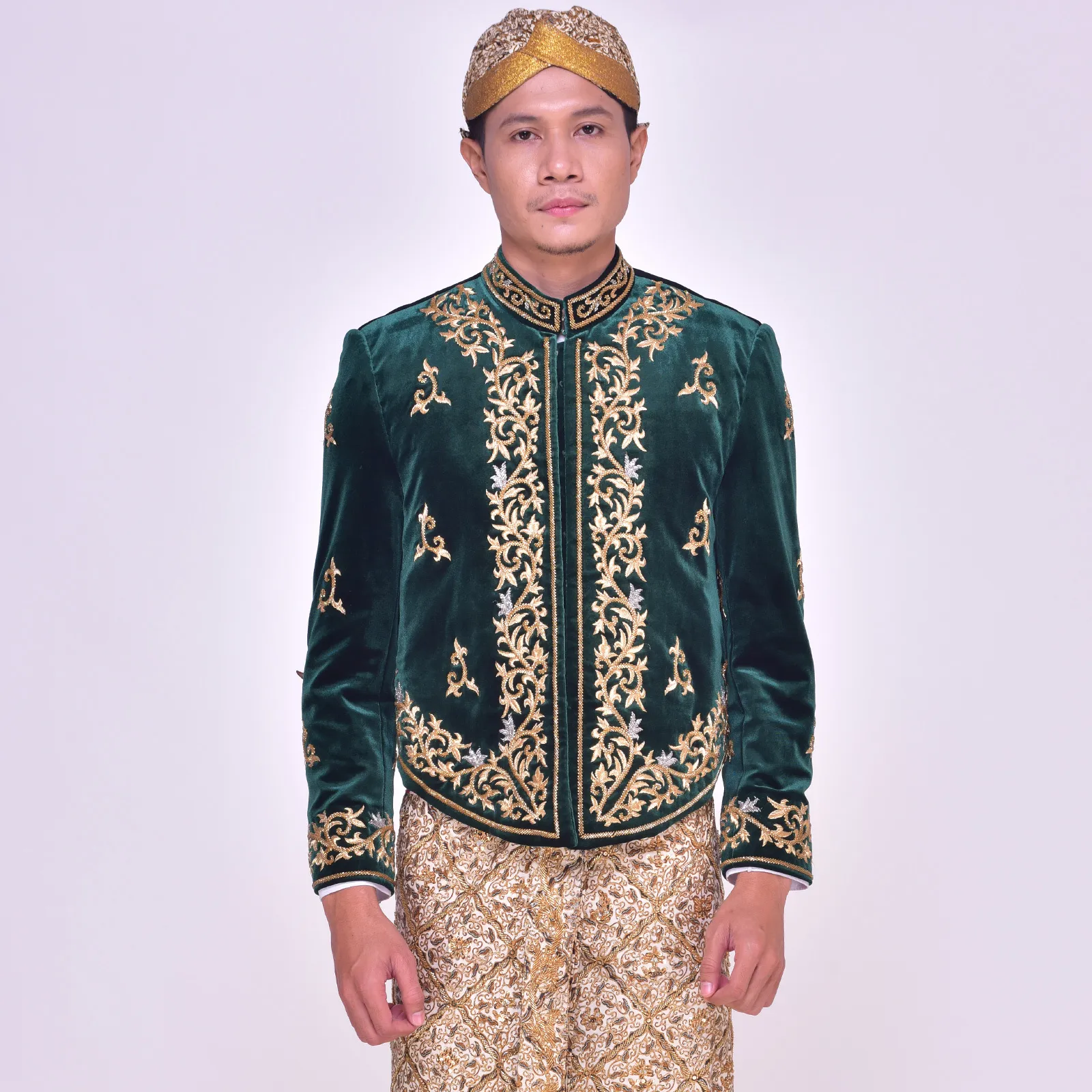 (BJ-107) Beskap Pengantin Bludru Hijau Pradevina