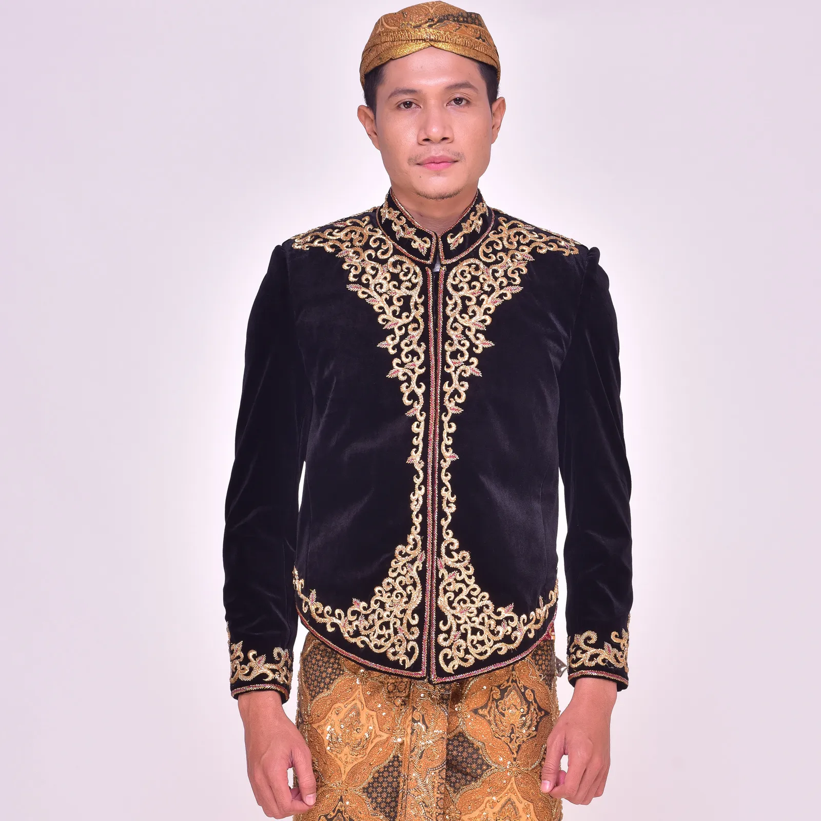 (BJ-132) Beskap Pengantin Bludru Hitam Nabila