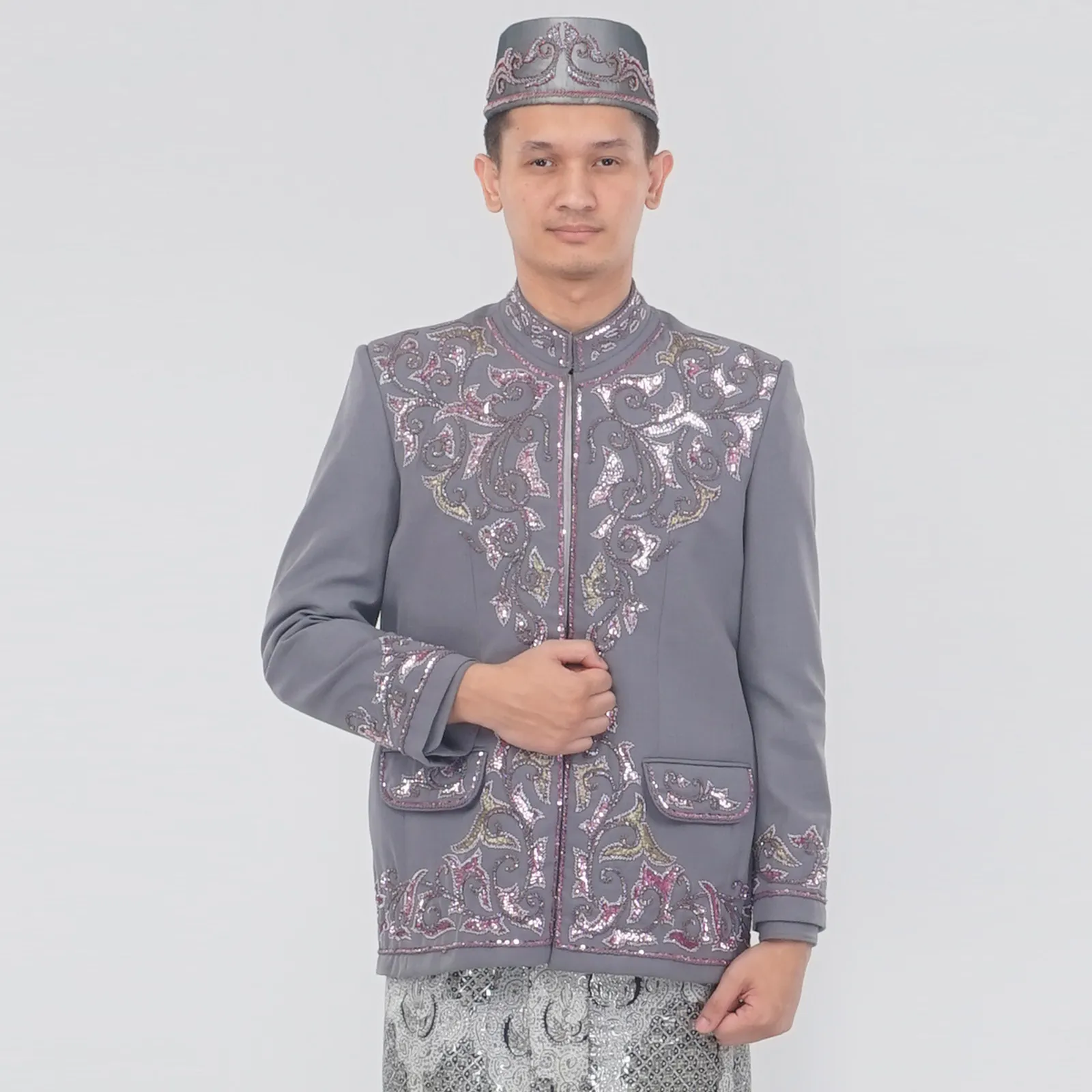 (BS-008) Beskap Pengantin Abu Pink Shasa