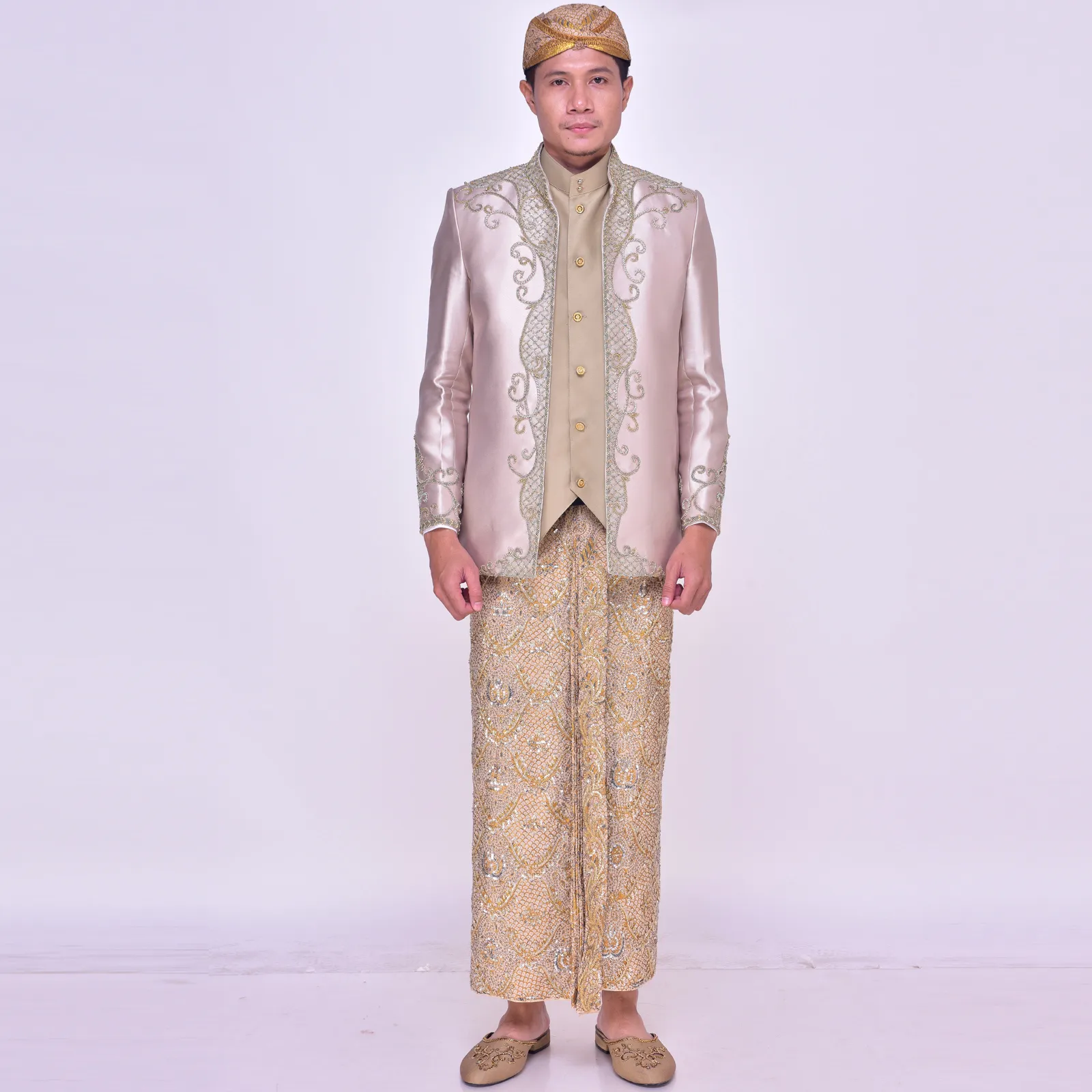 (BS-123) Beskap Pengantin Hijau Olive Chintya