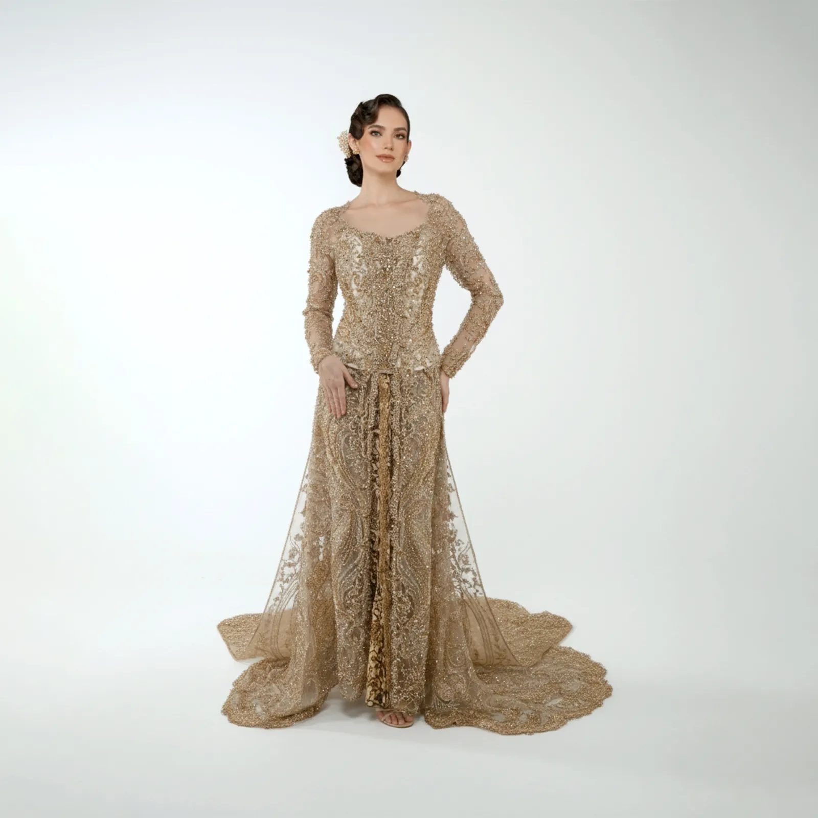(KE-179) Kebaya Pengantin Nude Champagne New