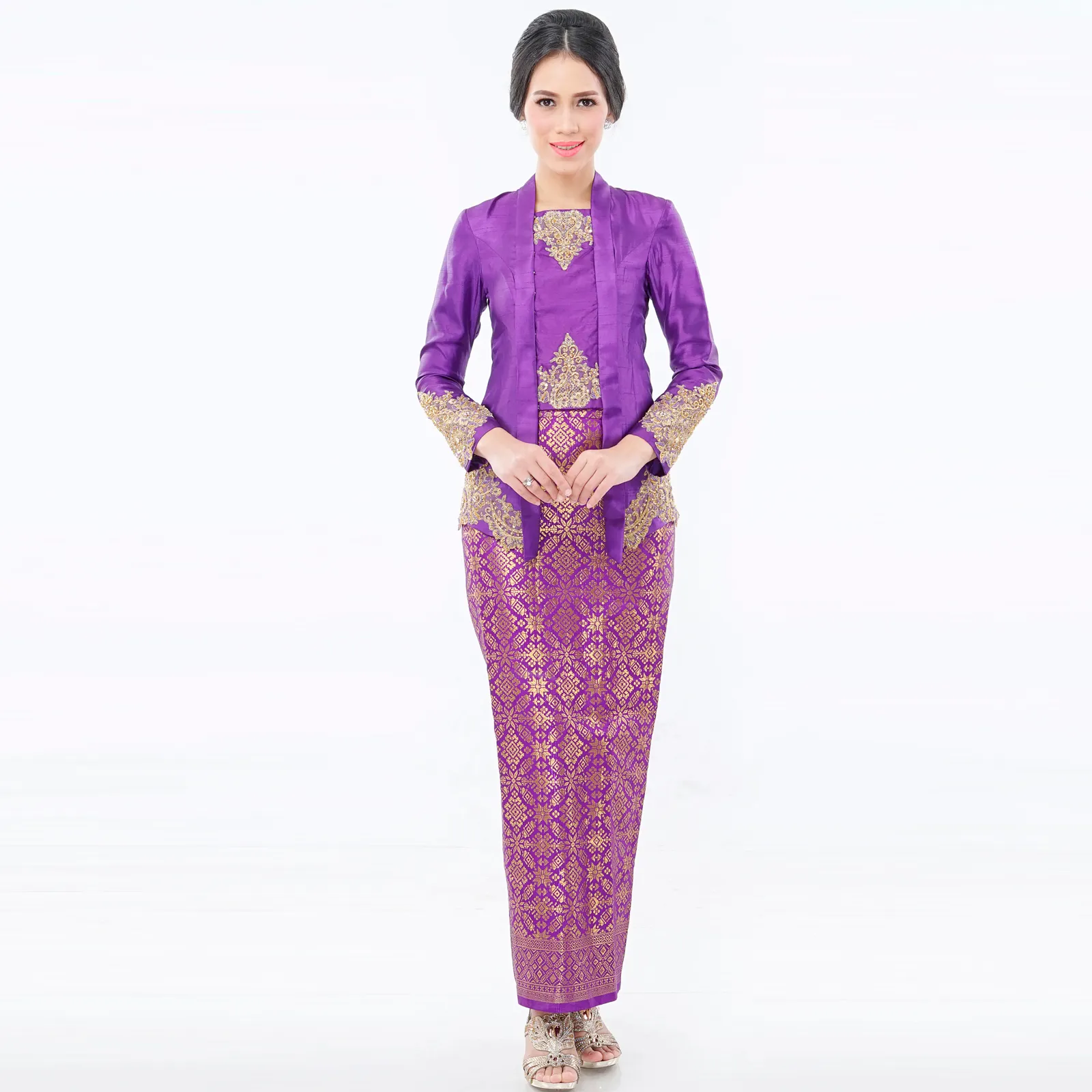 (BT-038) Kebaya Bridesmaid/Engagement/Graduation Ungu Santung Emas