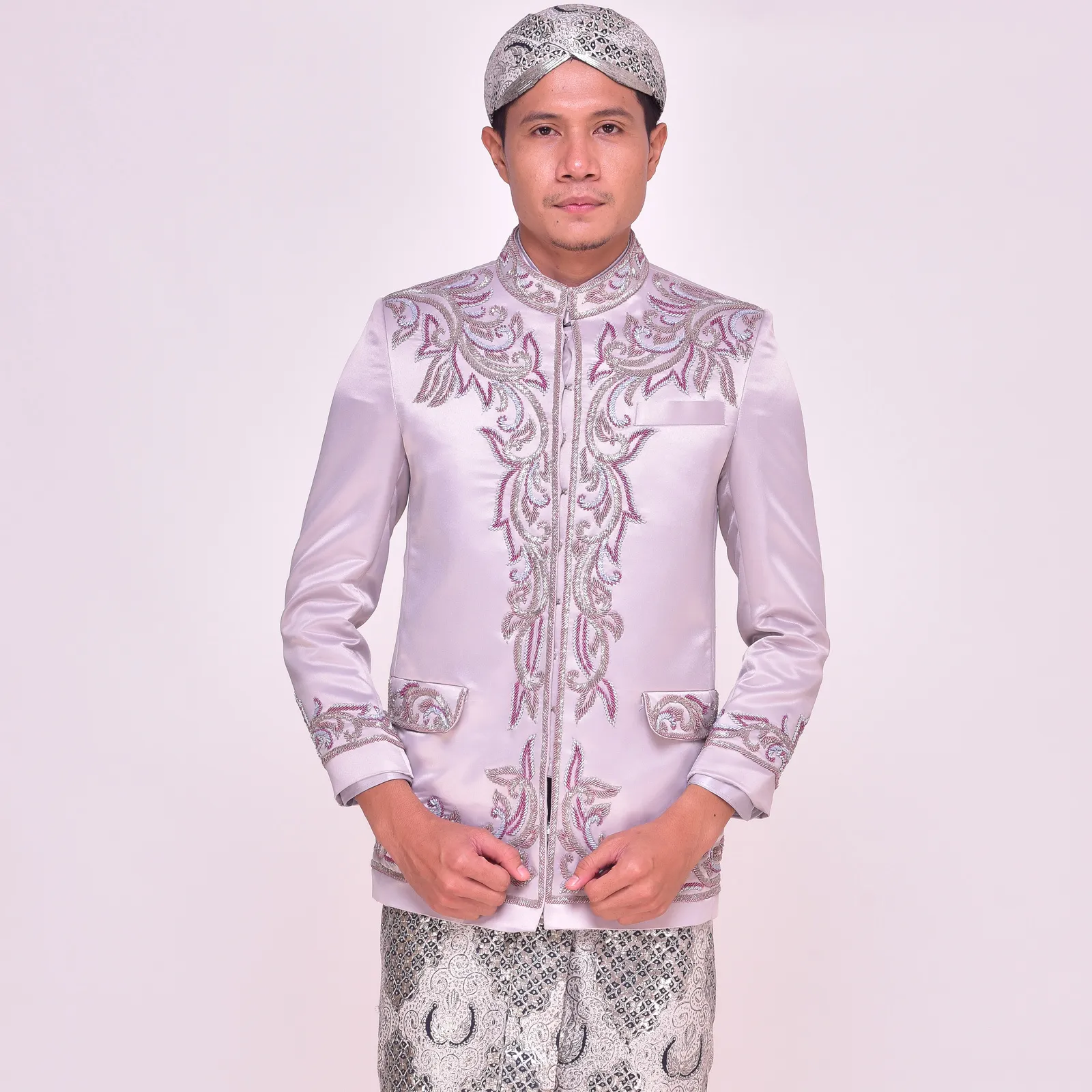 (BS-116) Beskap Pengantin Abu Pink Fazriah