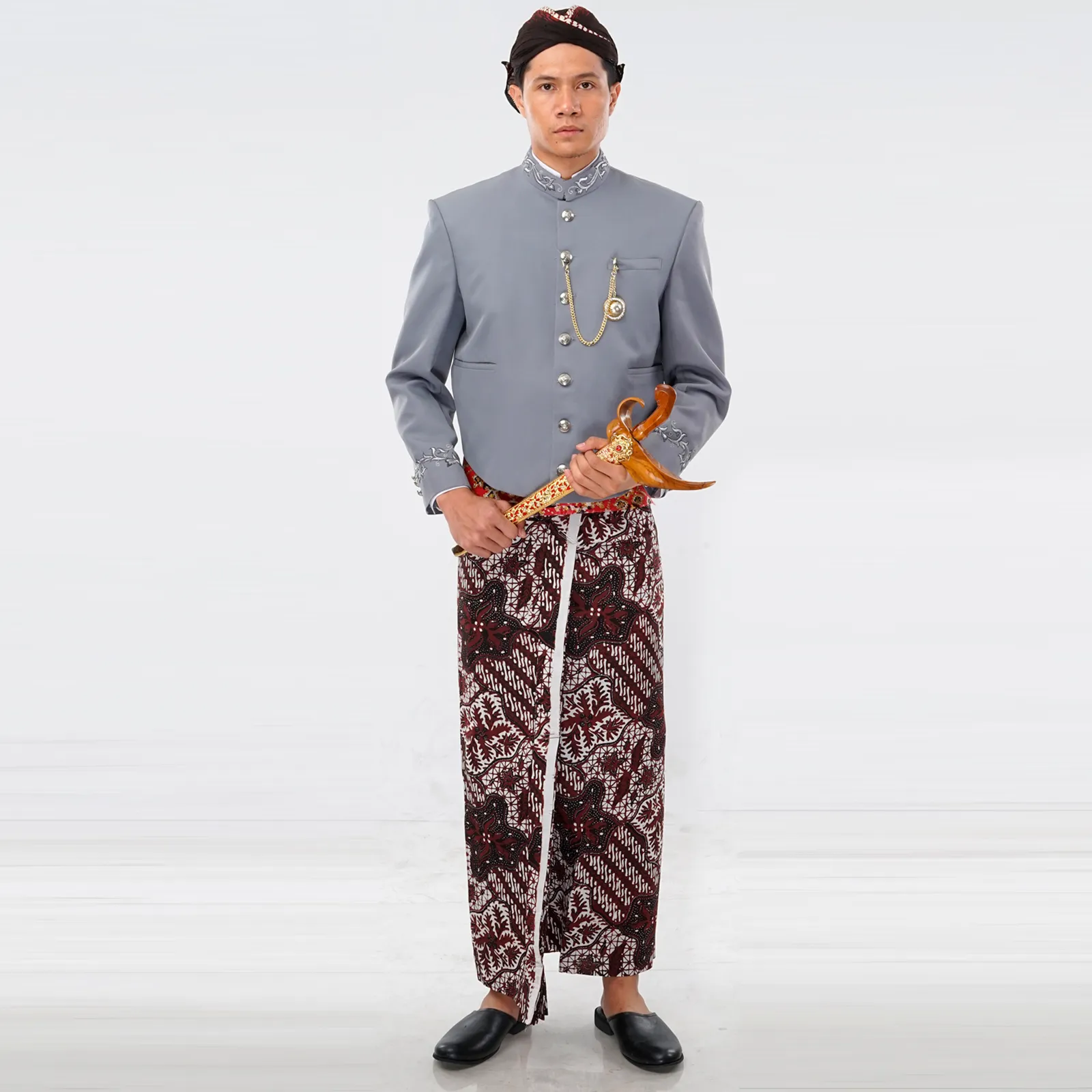 (ATJ-001) Beskap Abu-Abu Bordir Atela