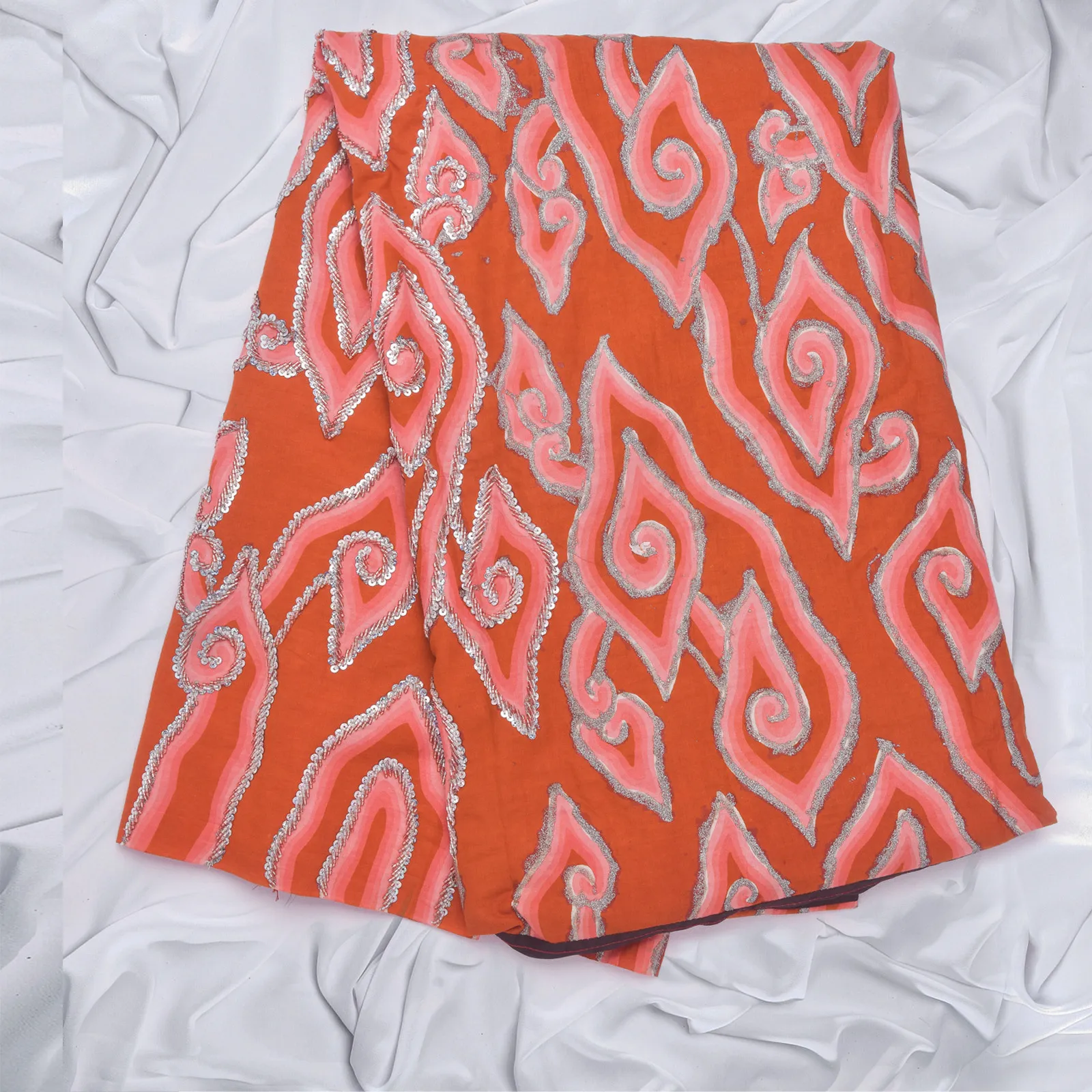 (KAM-122) Kain Pengantin Sunda Mega Mendung Orange Keyko