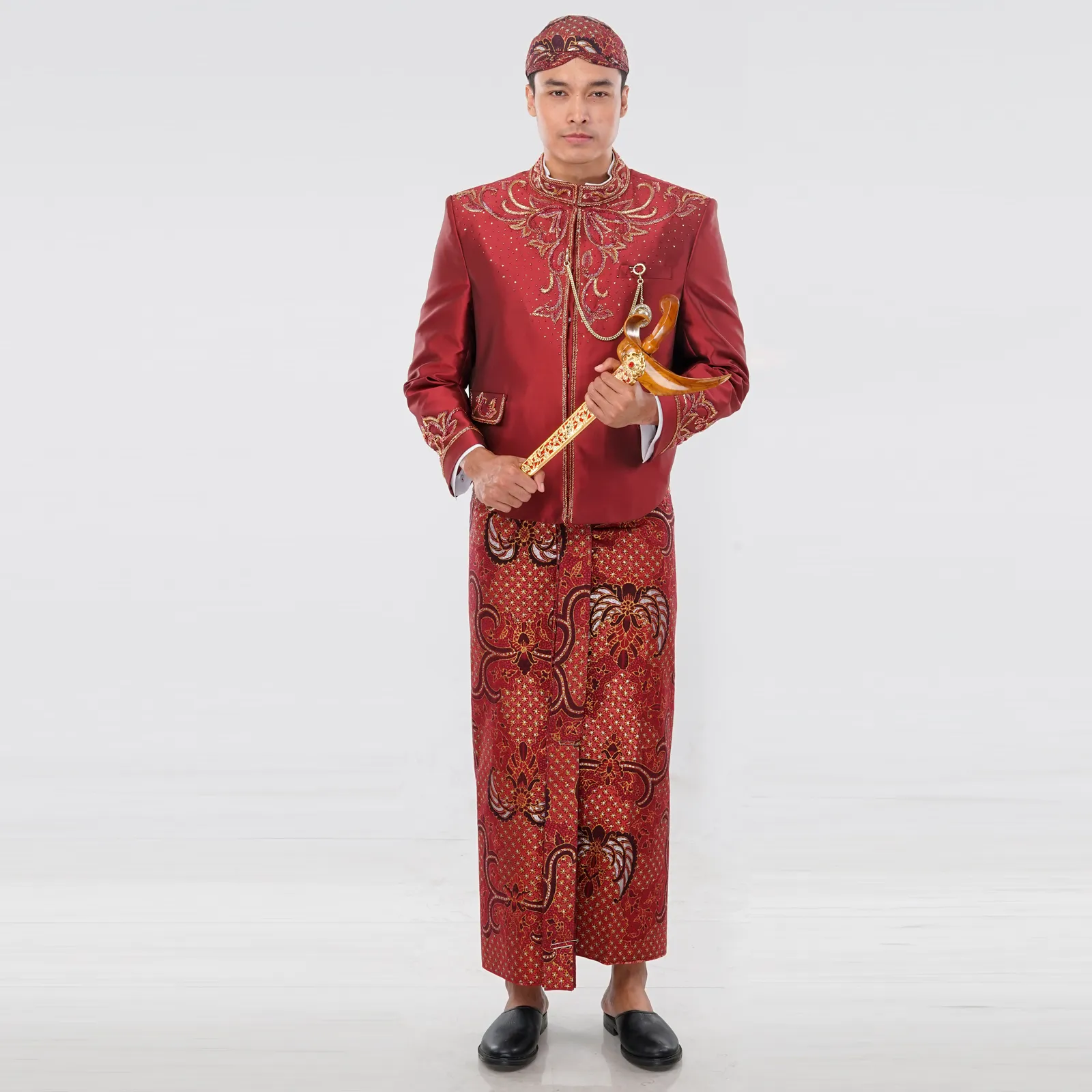 (OTJ-036) Beskap Merah Marun Payet Motif Atela