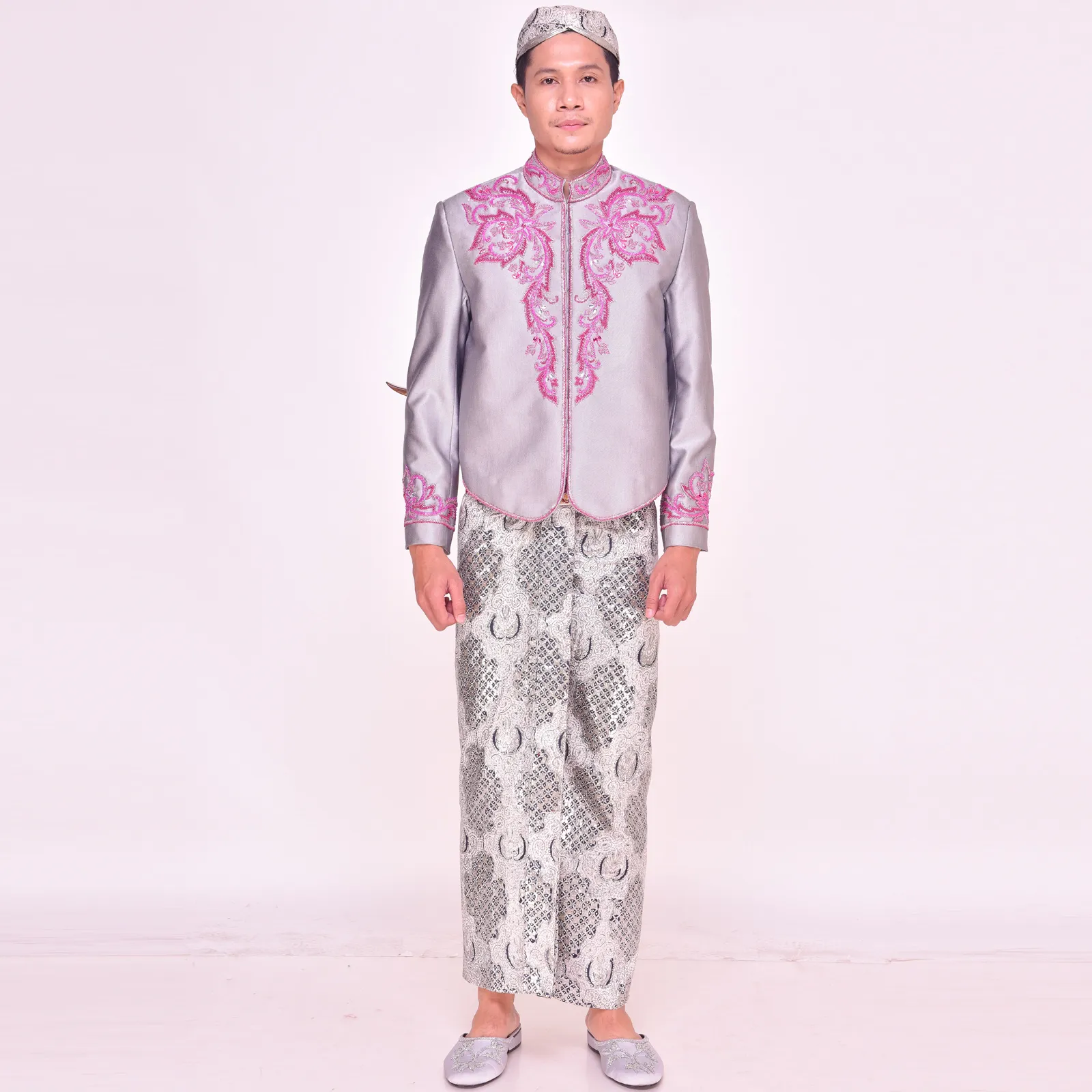 (BJ-099) Beskap Pengantin Abu Pink