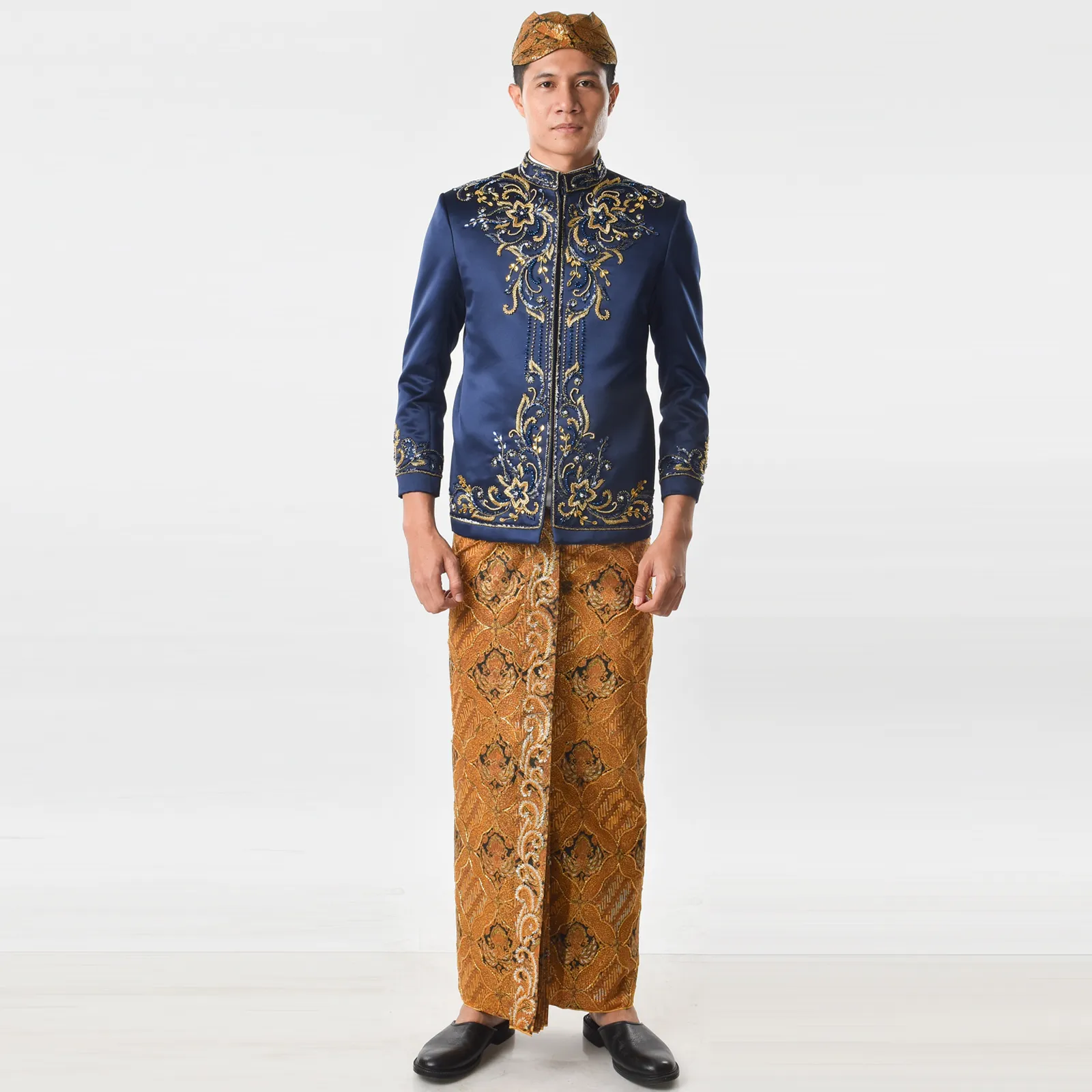 (BS-014) Beskap Pengantin Biru Navy Avia