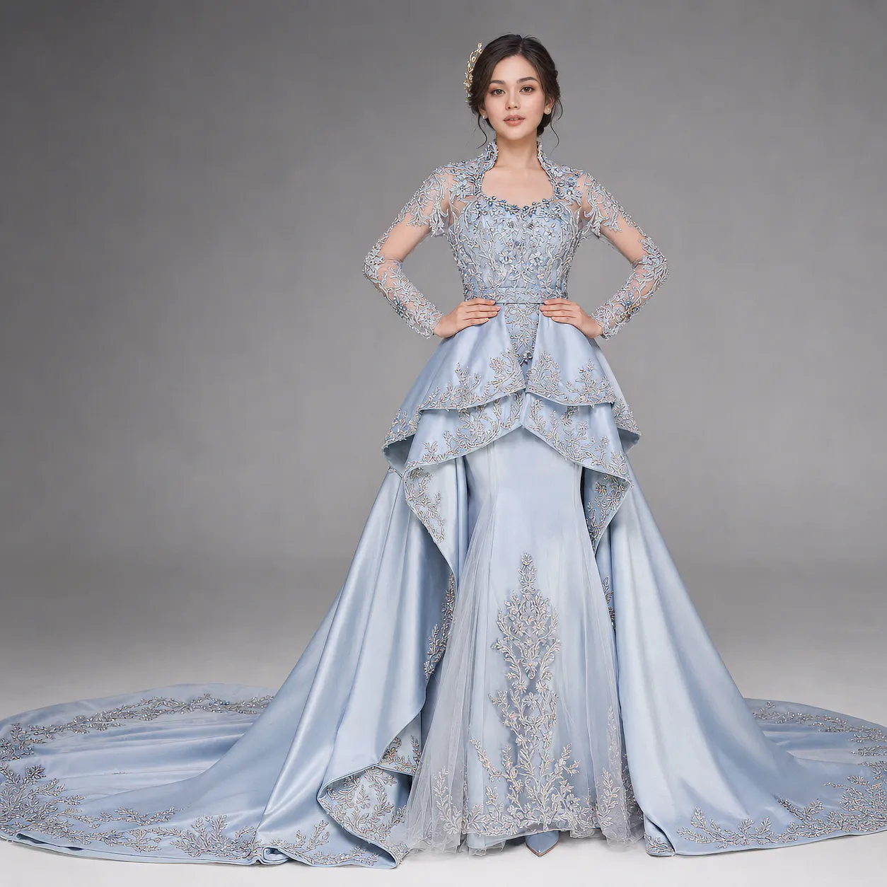 (KESS-033) Kebaya Pengantin Biru Mint Mega