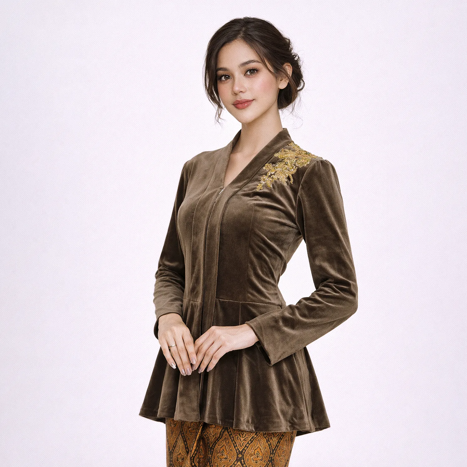 (BT-045) Kebaya Bridesmaid/Engagement/Graduation Bludru Hijau Lumut