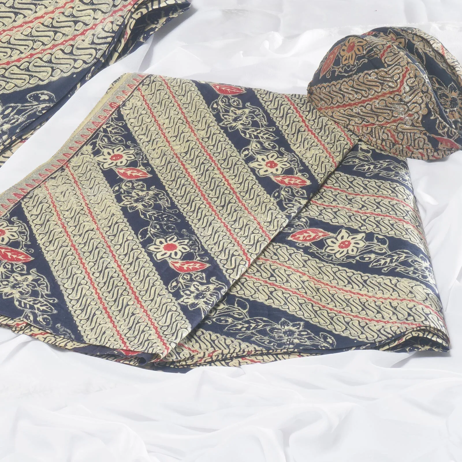 (KAT-013) Kain Sunda Biru Merah Anggrek