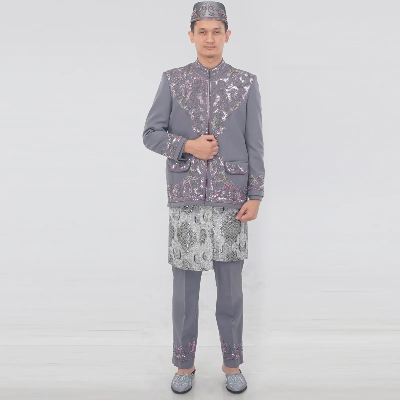 (BS-008) Beskap Pengantin Abu Pink Shasa