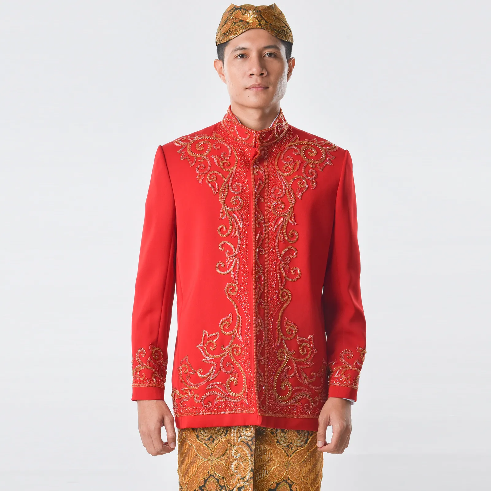 (BS-079) Beskap Pengantin Merah Gold Agusta