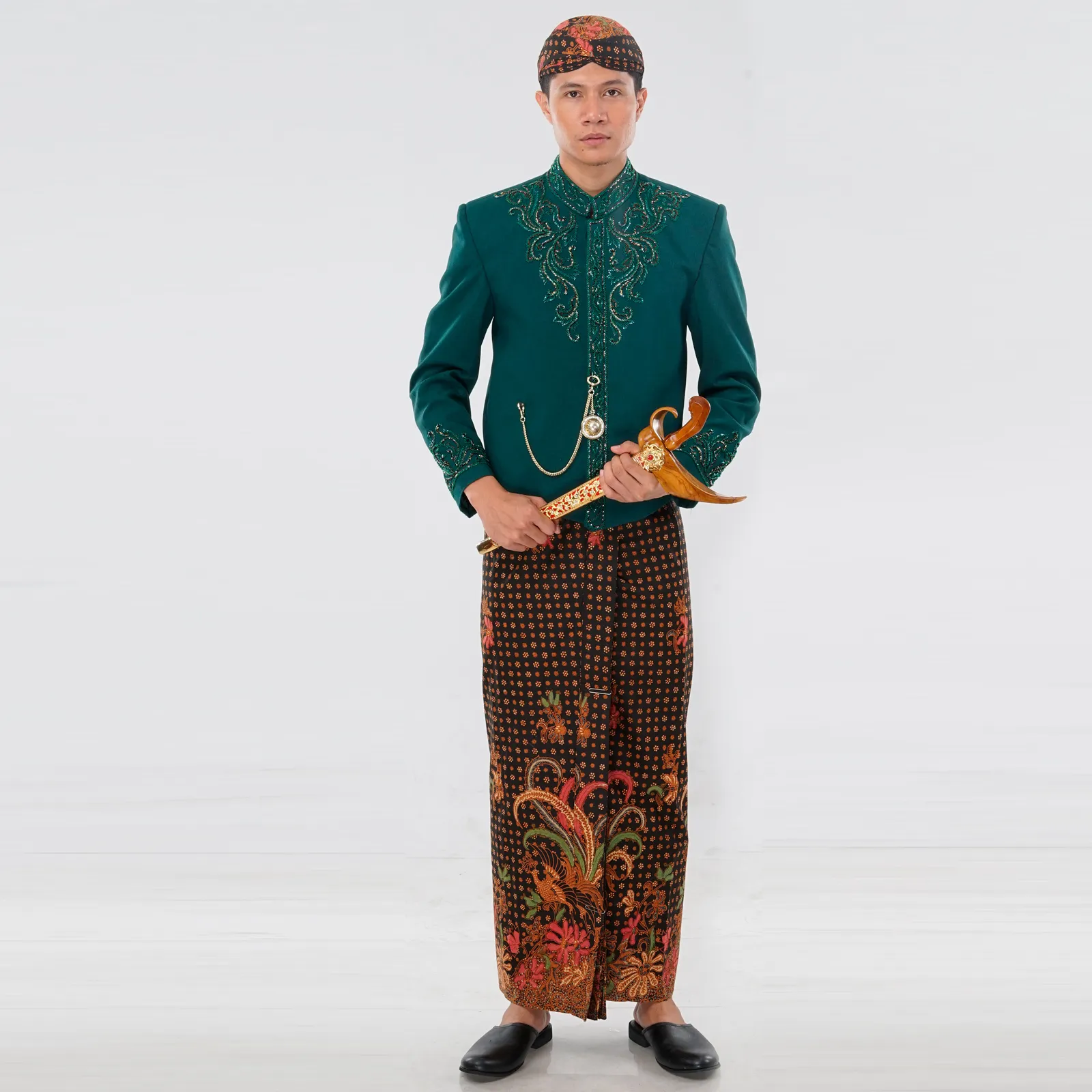 (OTJ-022) Beskap Hijau Botol Payet Tembaga Atela