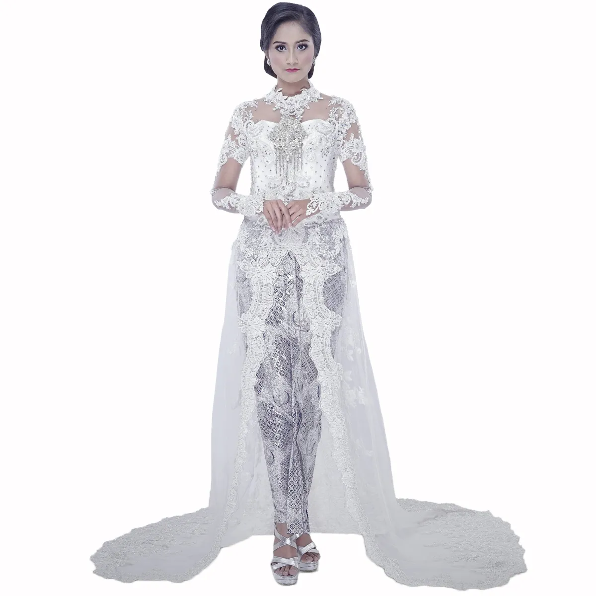 (KE-072) Kebaya Pengantin Putih Dina Emil