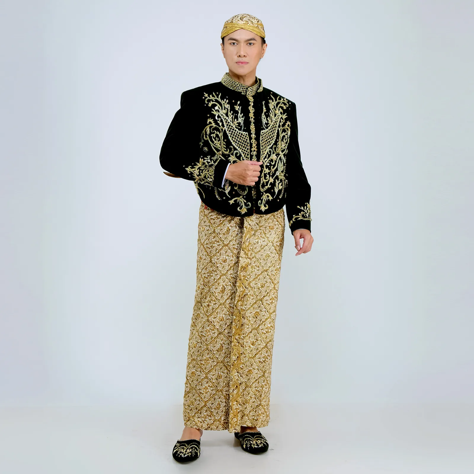 (BJ-190) Beskap Pengantin Bludru Hijau Indies