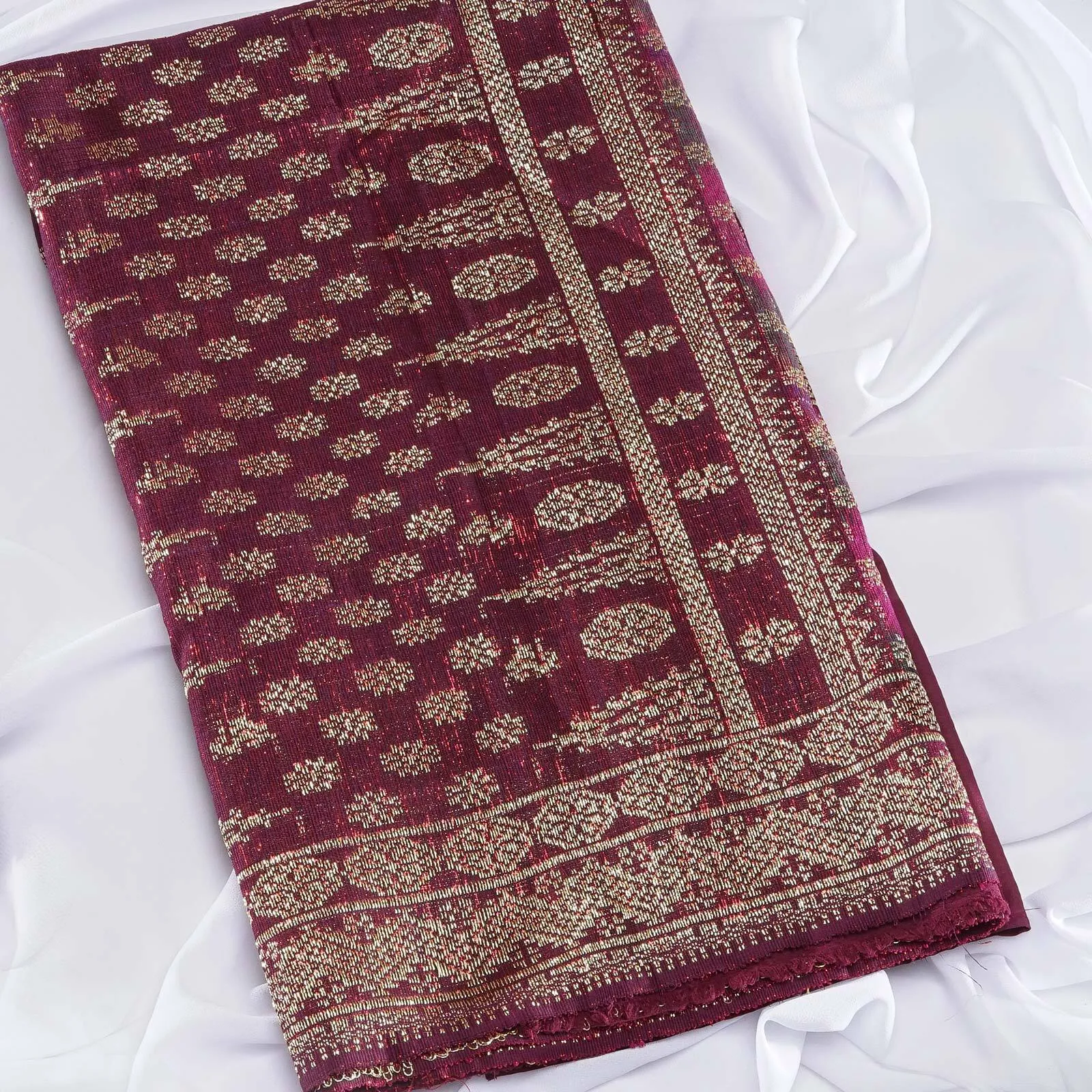 (SOT-003) Kain Songket Marun Warna Warni