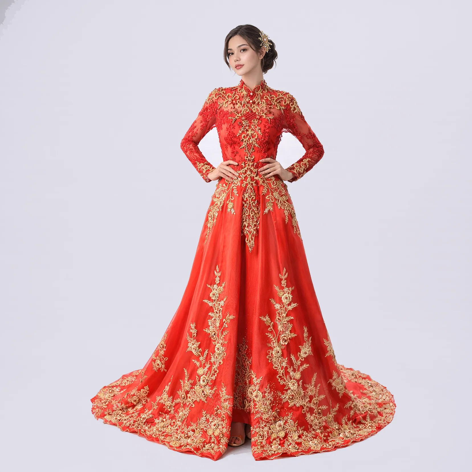(KE-057) Kebaya Pengantin Merah Ulfa