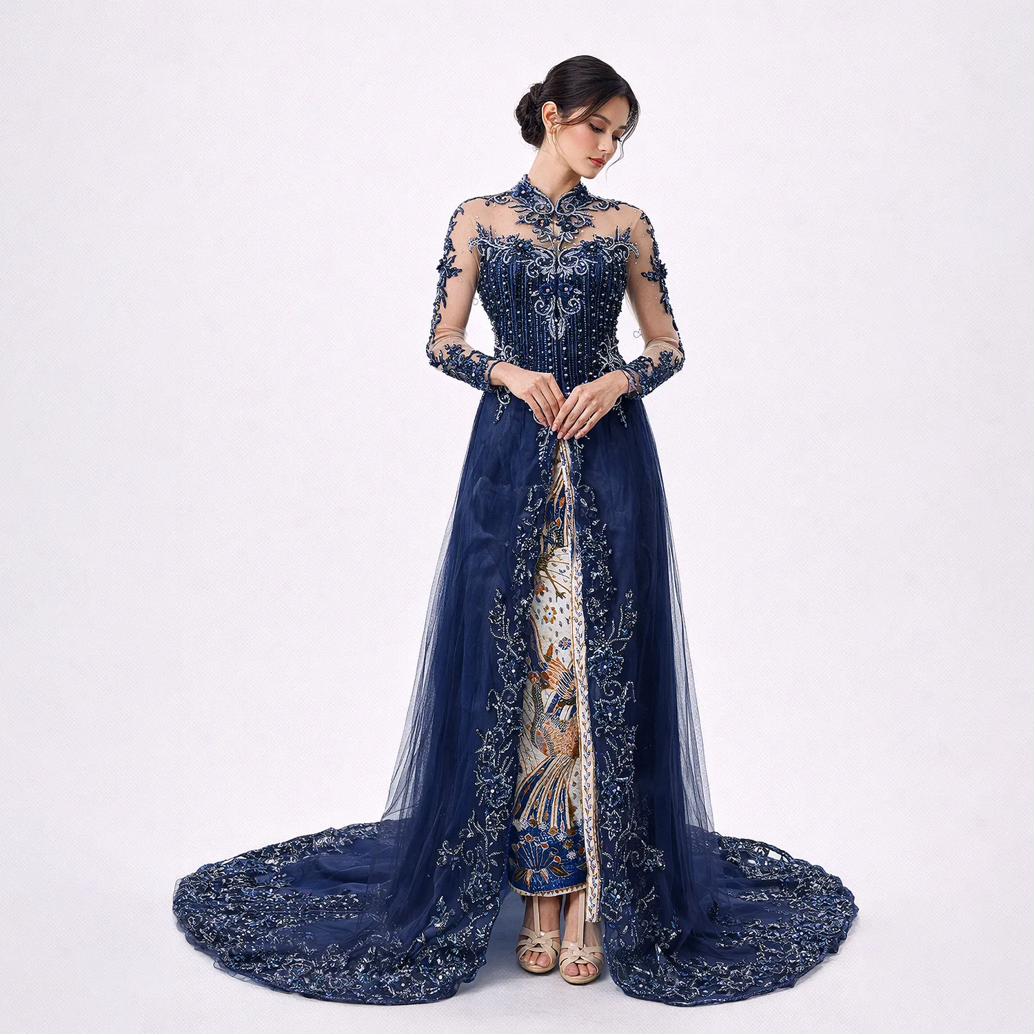 (KE-005) Kebaya Pengantin Biru Navy Anindhita